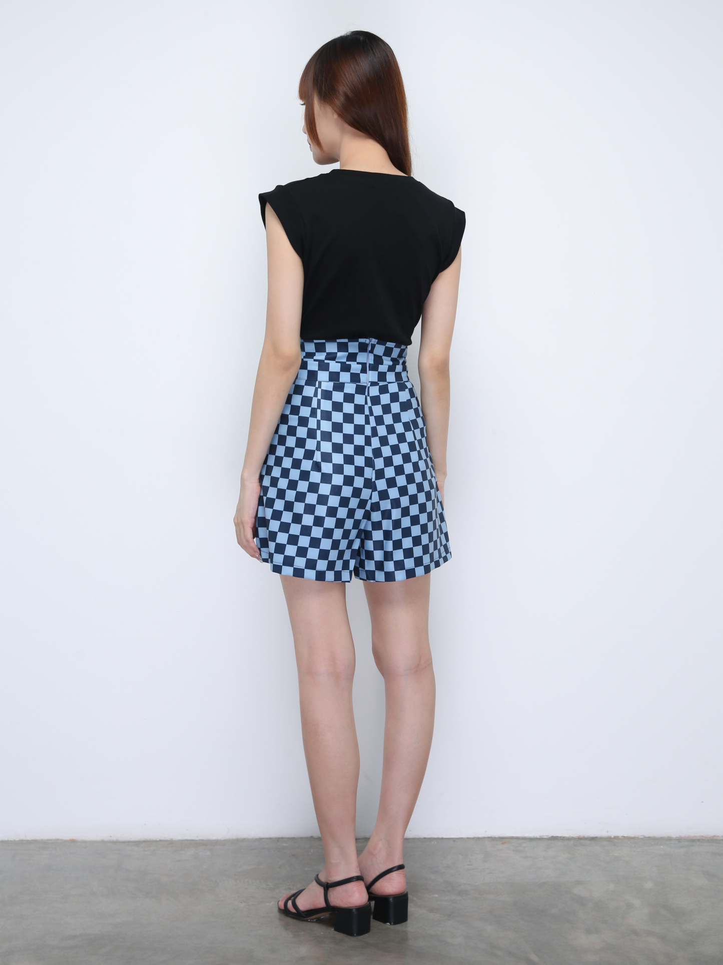 High Waist Checker Short Pants 22000