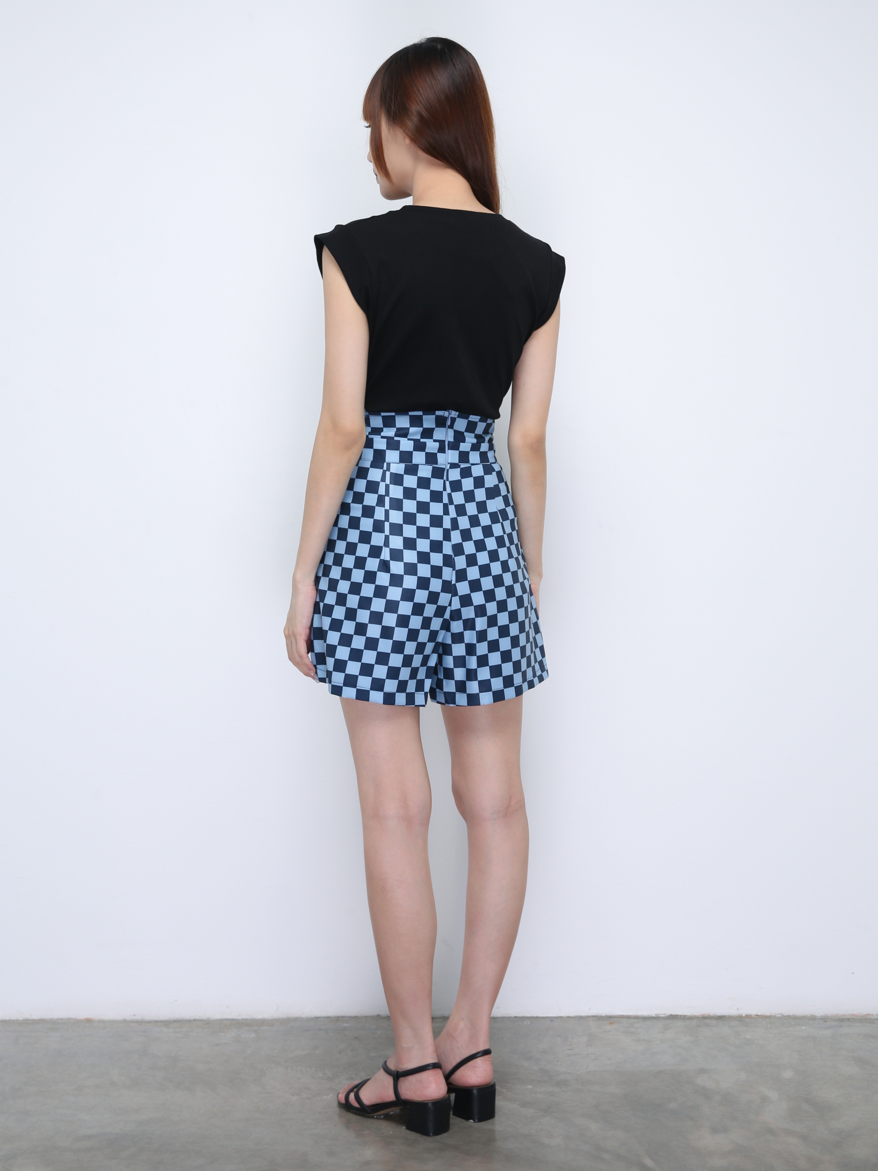 High Waist Checker Short Pants 22000