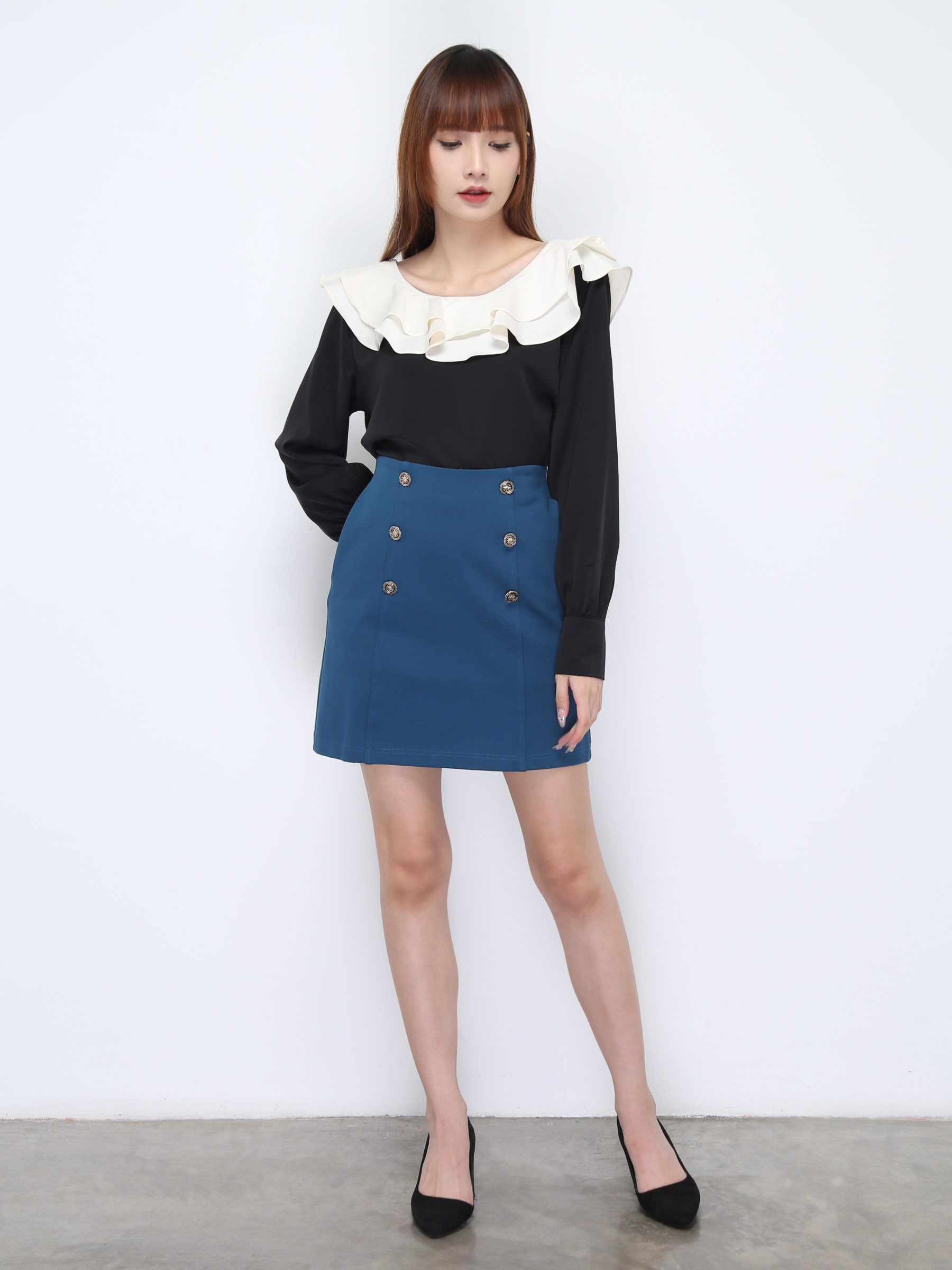 Boat Neckline Long Sleeve Blouse 21943