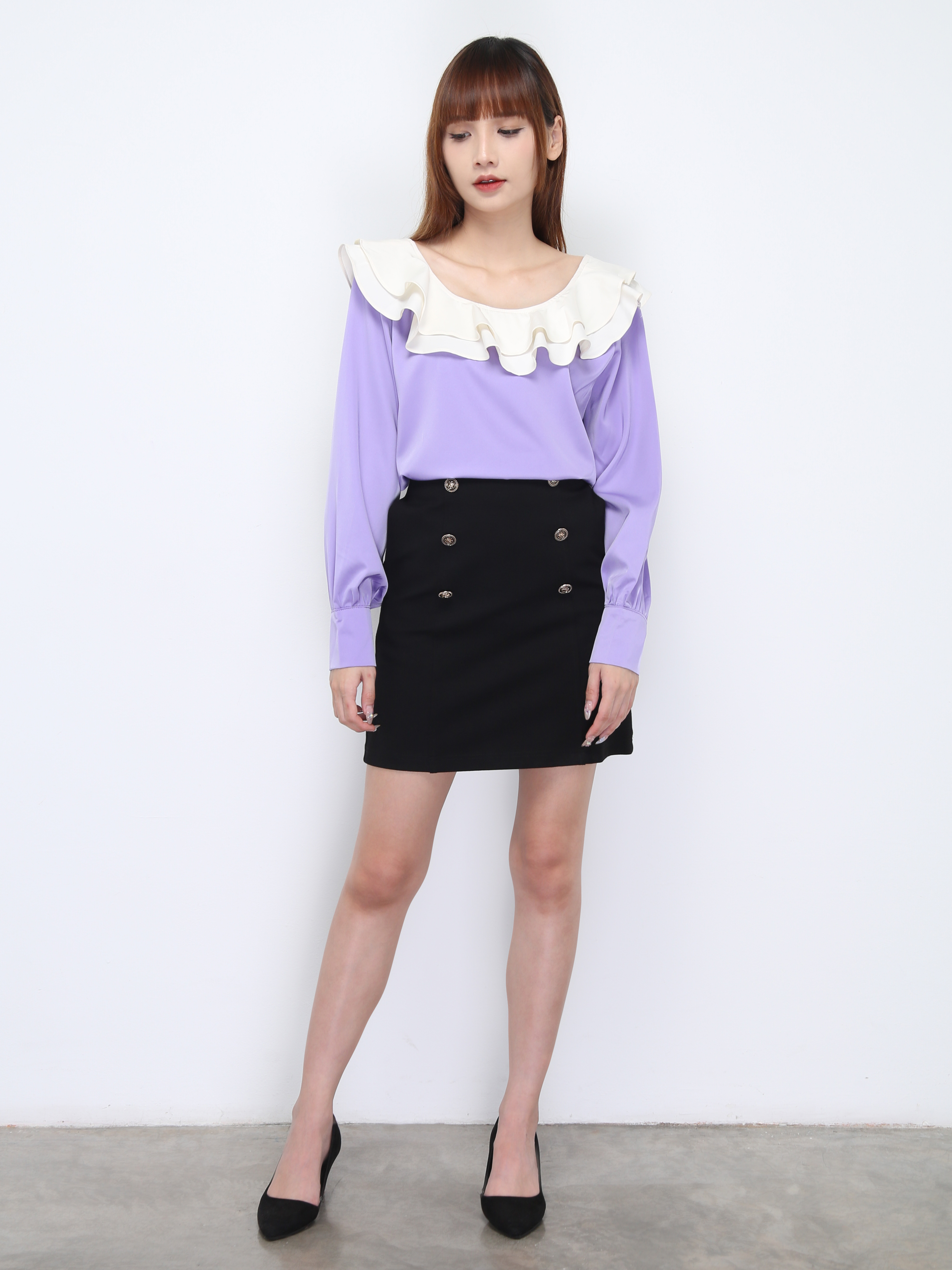 Boat Neckline Long Sleeve Blouse 21943