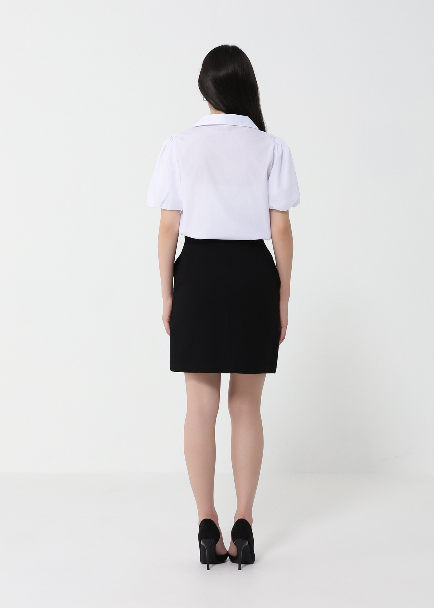 High Waist Two Side Breasted Button Skirt 21936