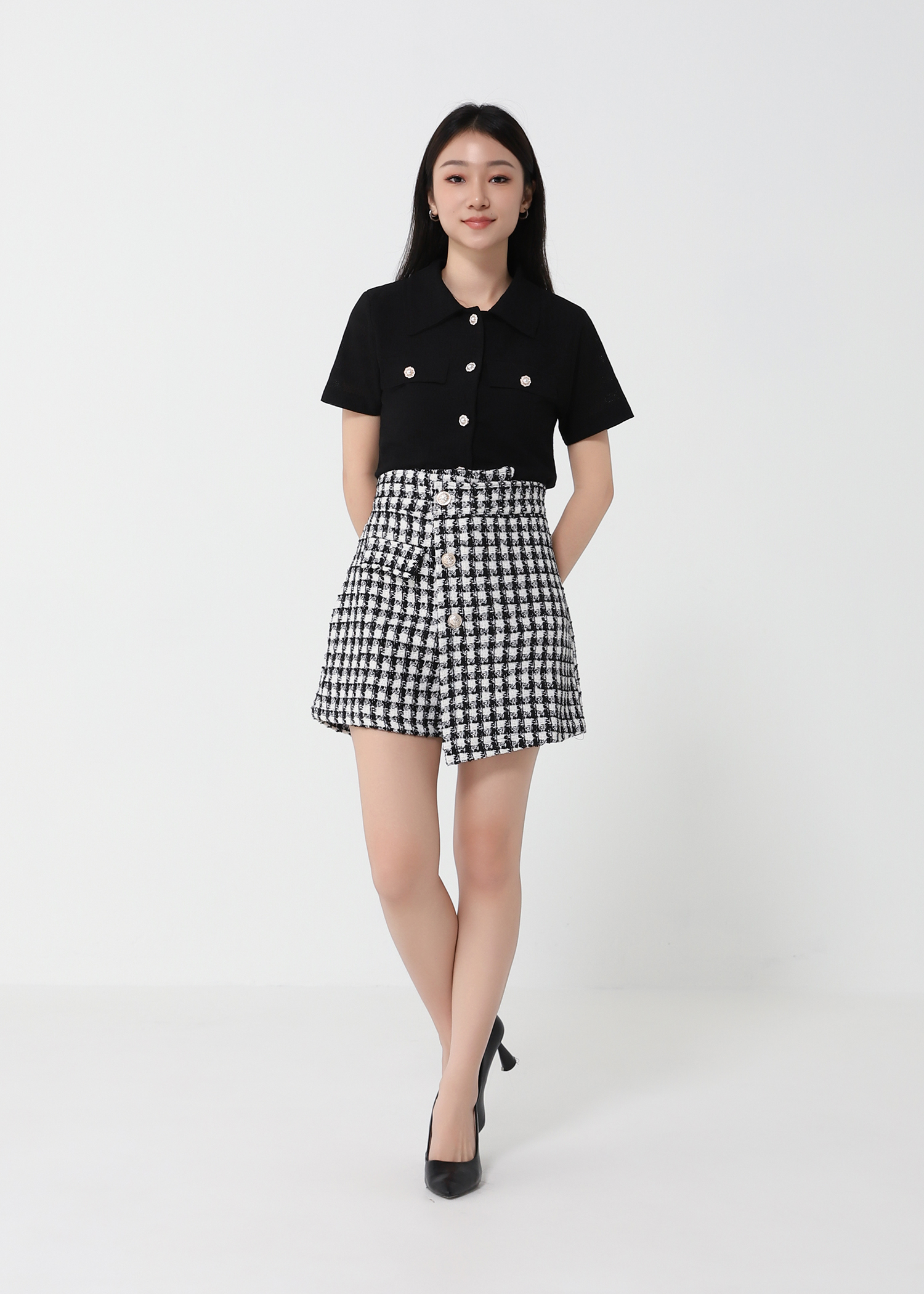 Chanel Style Irregular Long Skirt Pants 21938