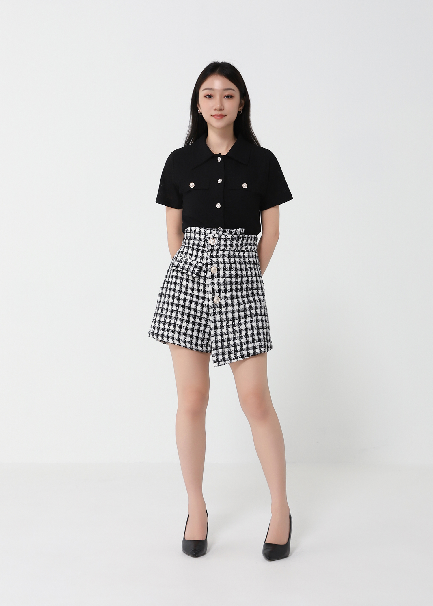 Chanel Style Irregular Long Skirt Pants 21938