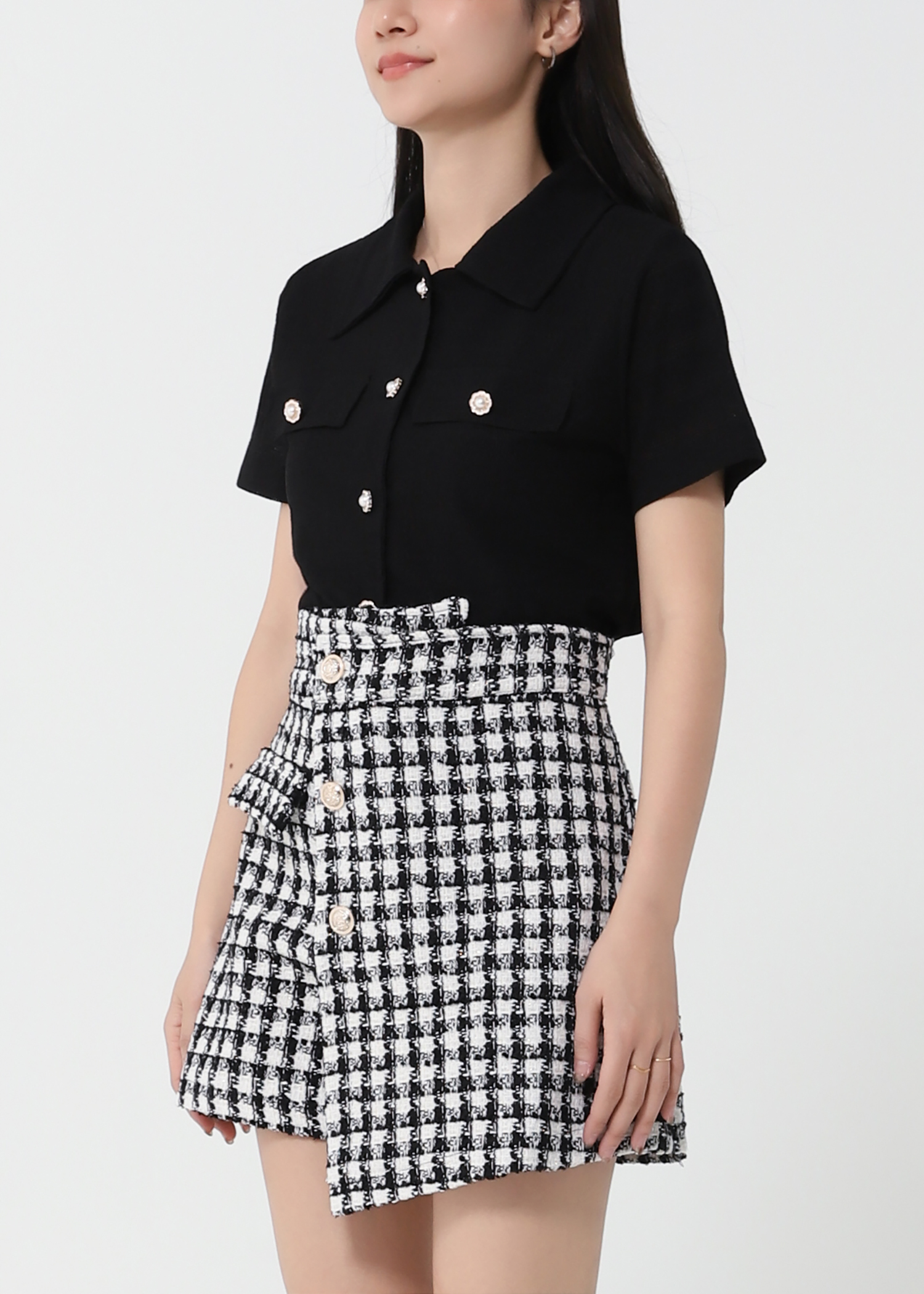 Chanel Style Irregular Long Skirt Pants 21938