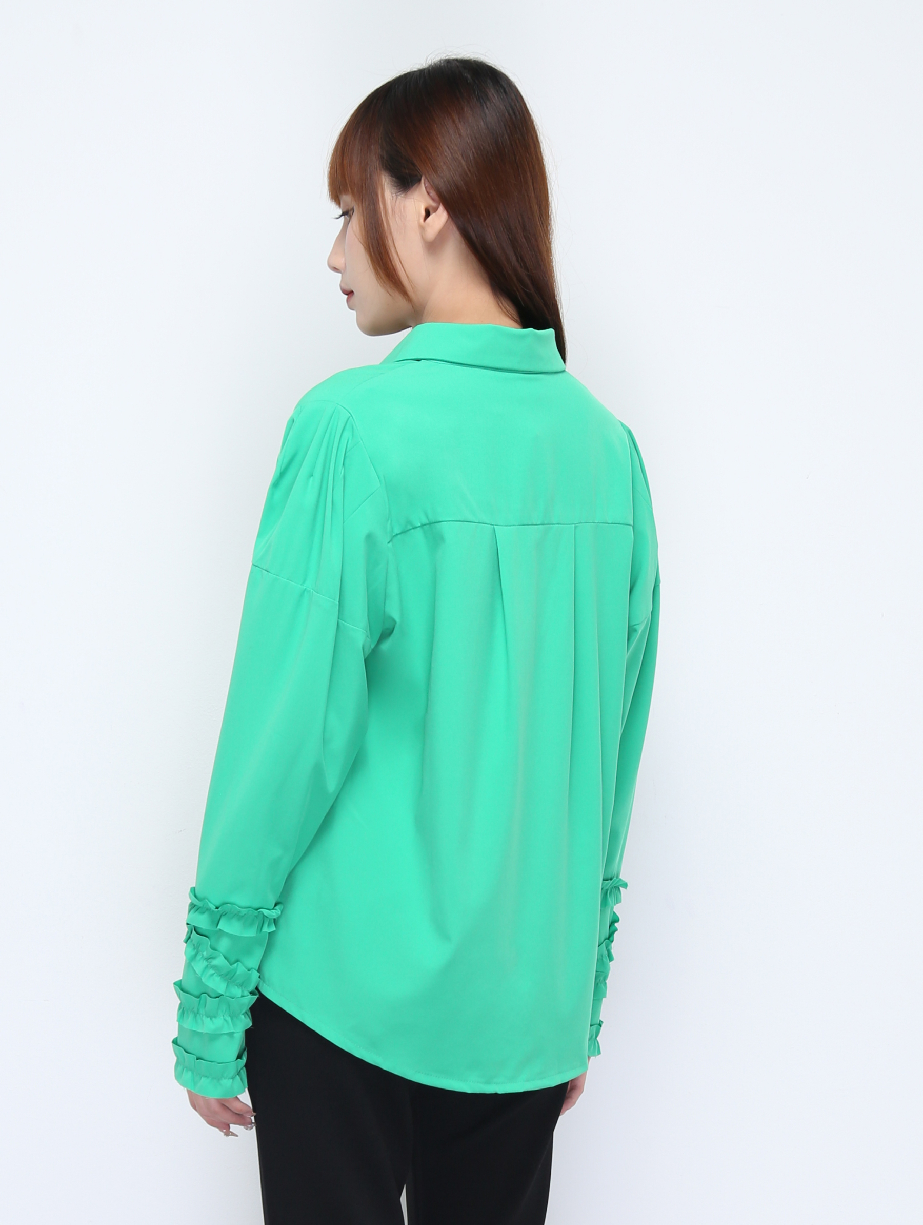 Collar Front Button Long Sleeve Blouse 21945