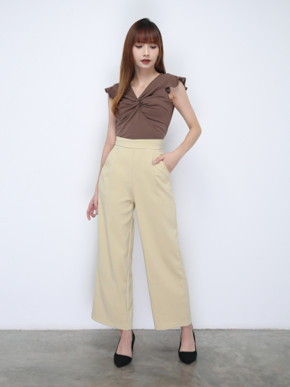 Two Tone Sleeveless V Neck Twist Set 21995