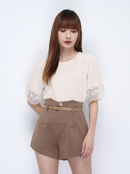 High Waist With Belt Short Pants 21963