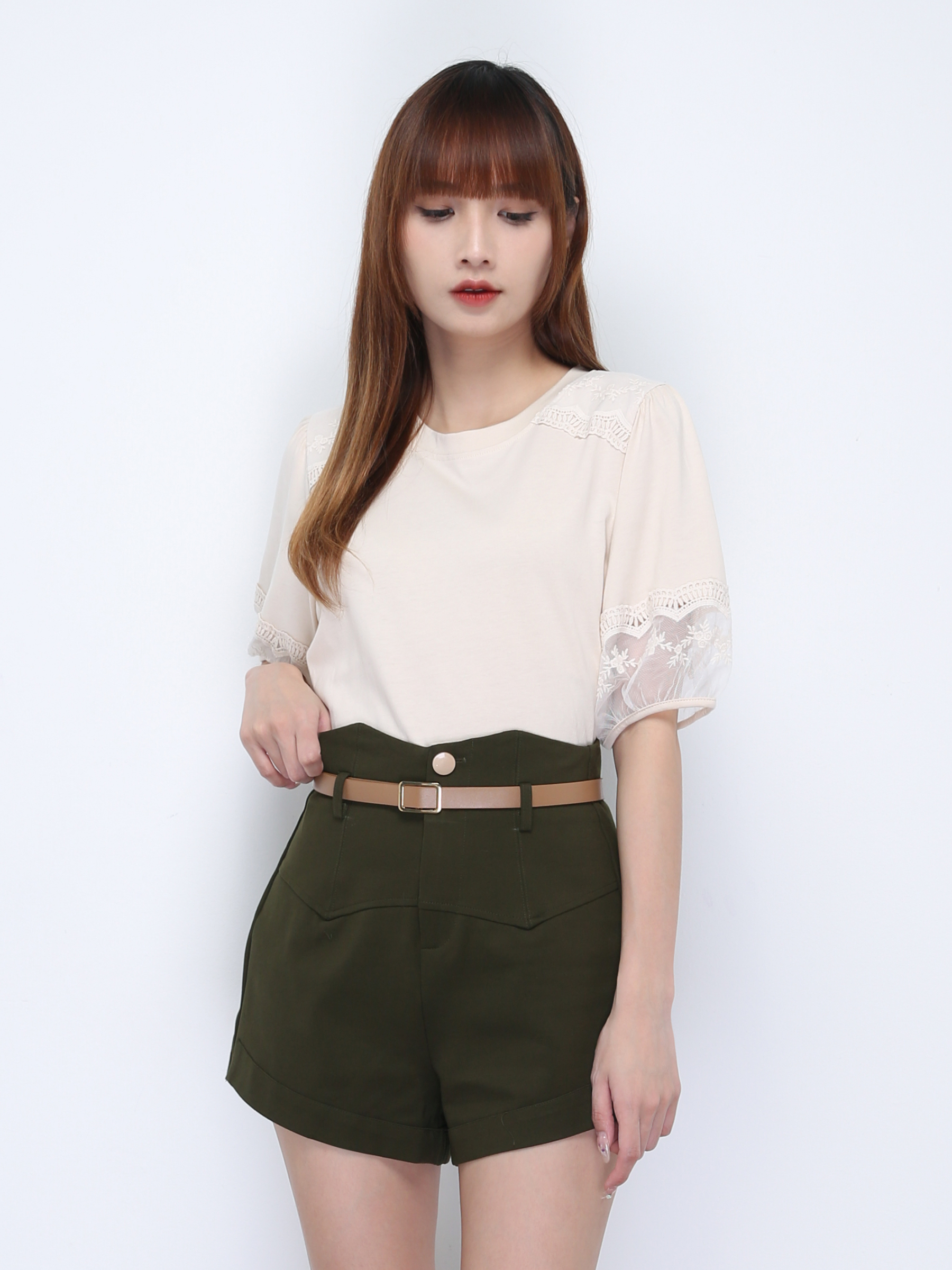 High Waist With Belt Short Pants 21963