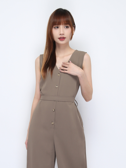 Sleeveless V Neck With Belt Jumpsuit 22002