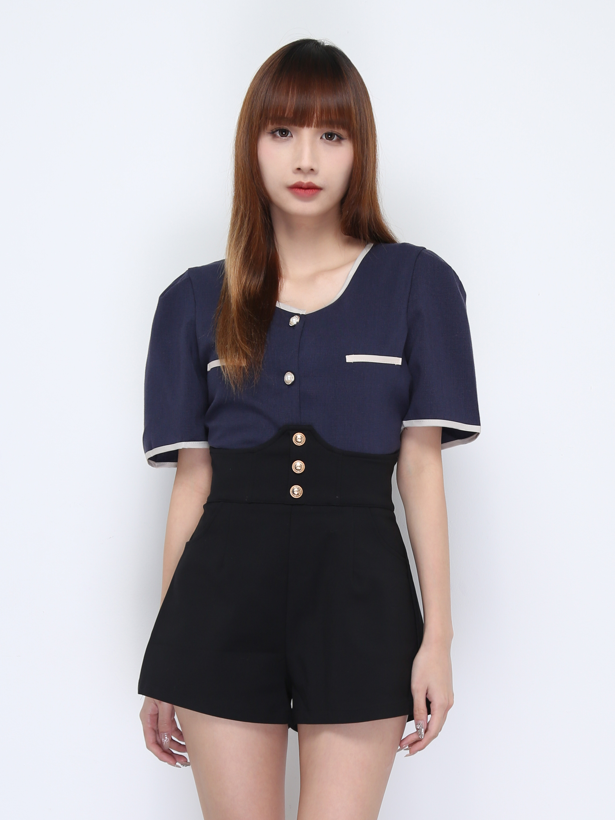 Front Pearl Button Top 22071