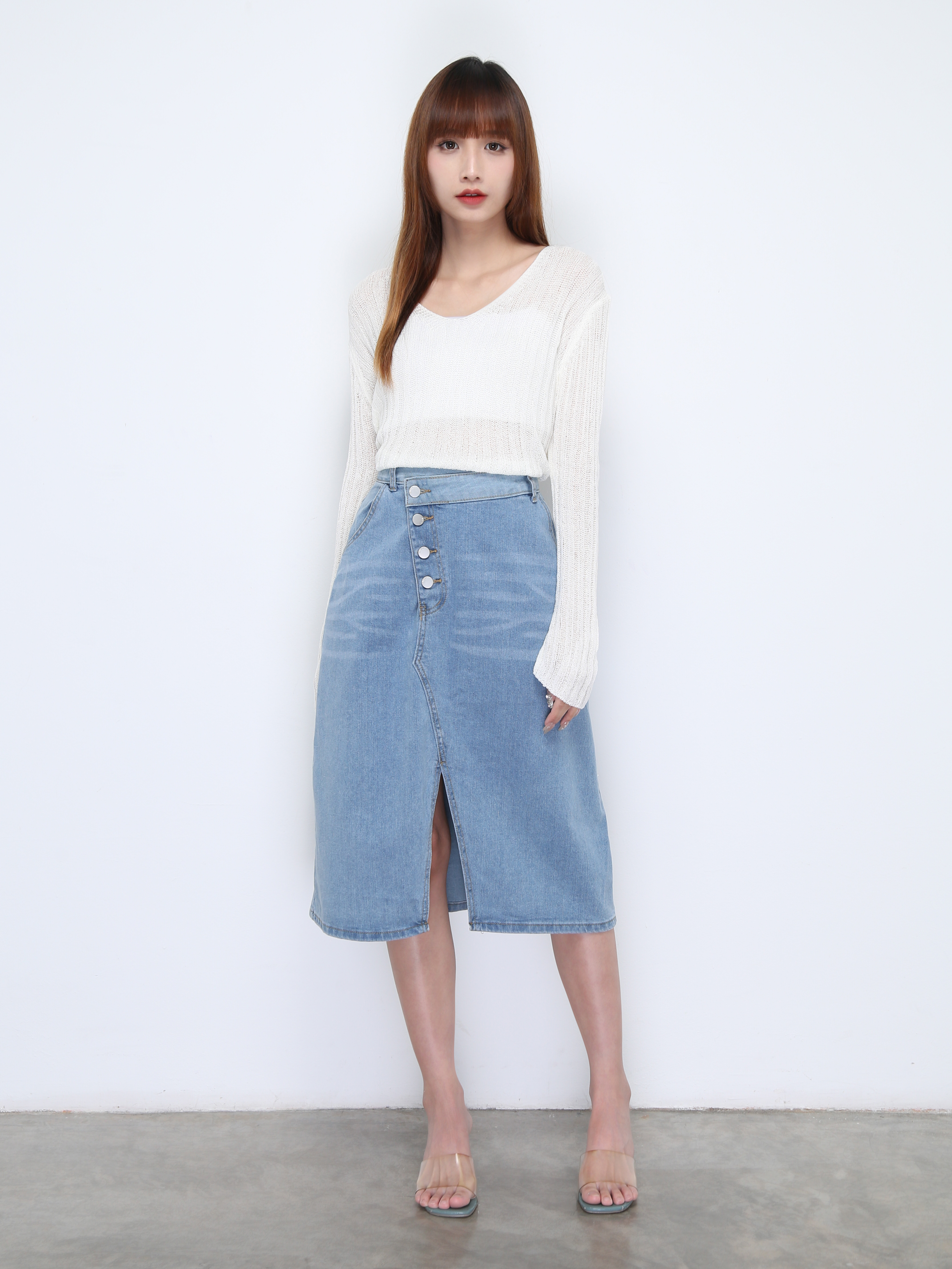Denim Front Split Skirt 21998
