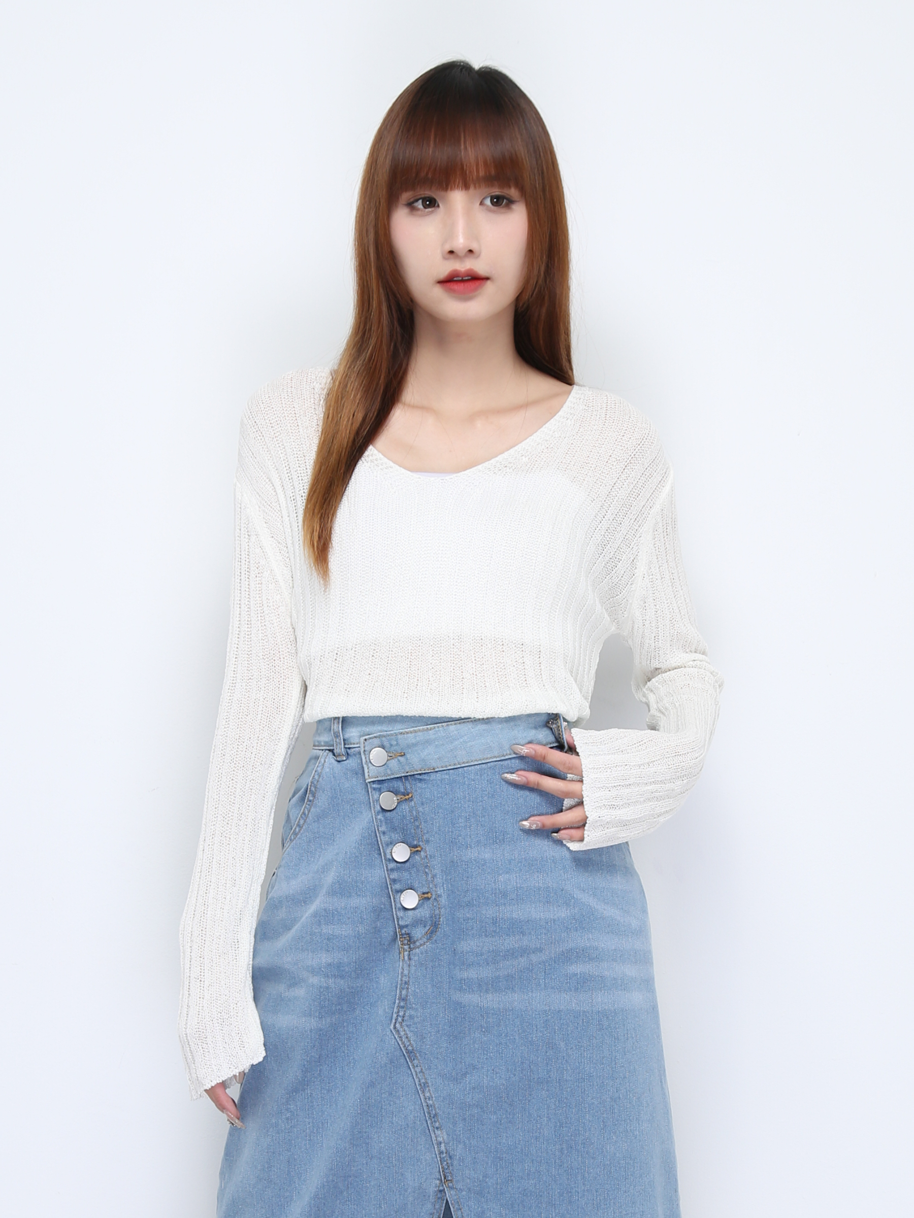 Denim Front Split Skirt 21998
