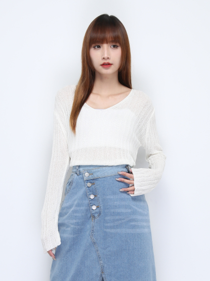 Denim Front Split Skirt 21998