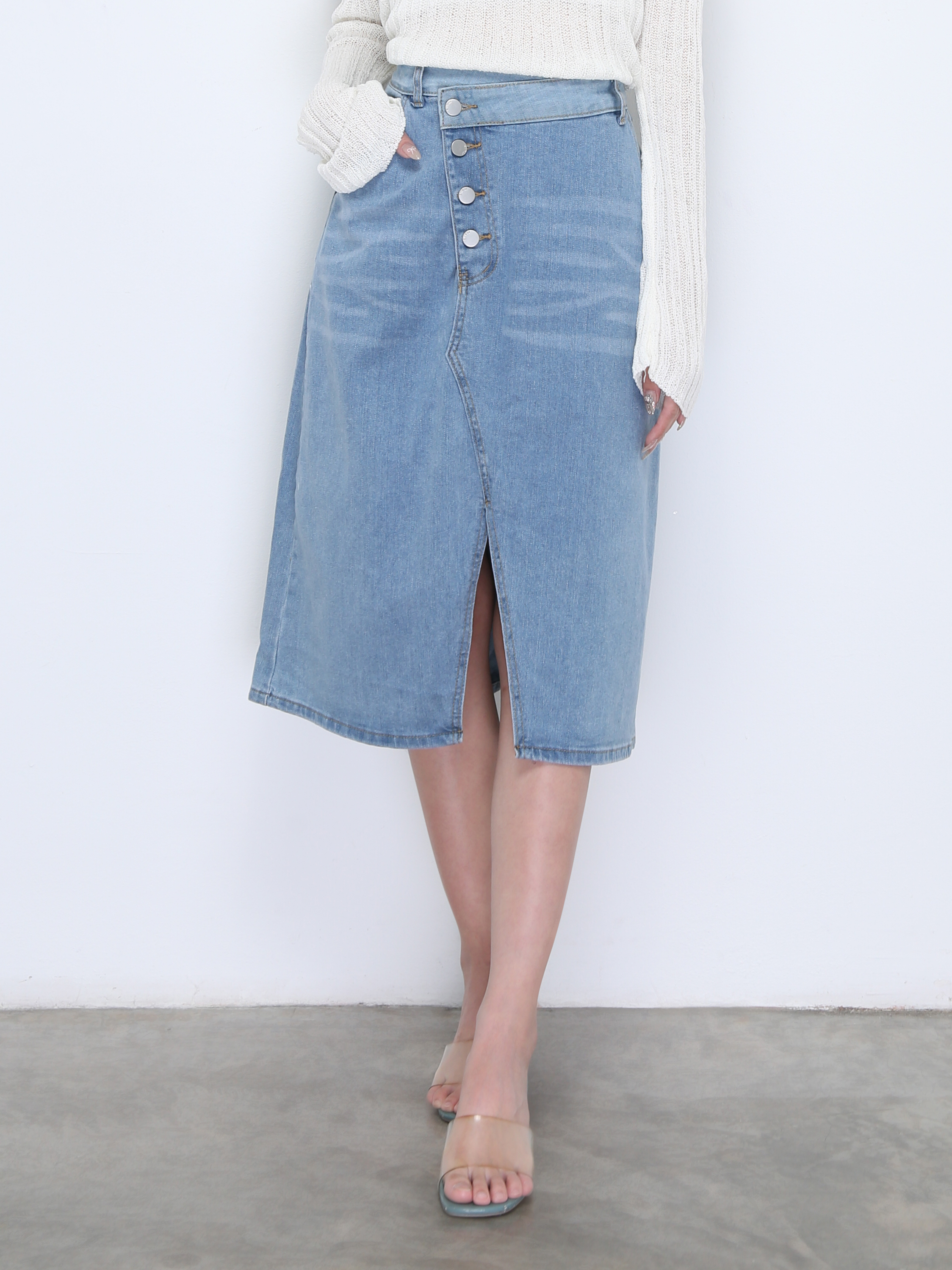 Denim Front Split Skirt 21998