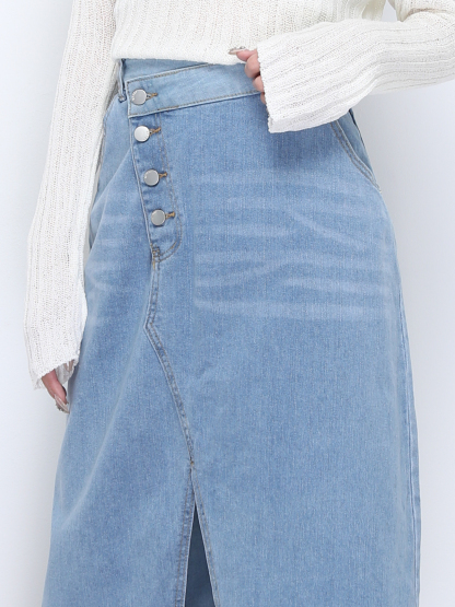 Denim Front Split Skirt 21998