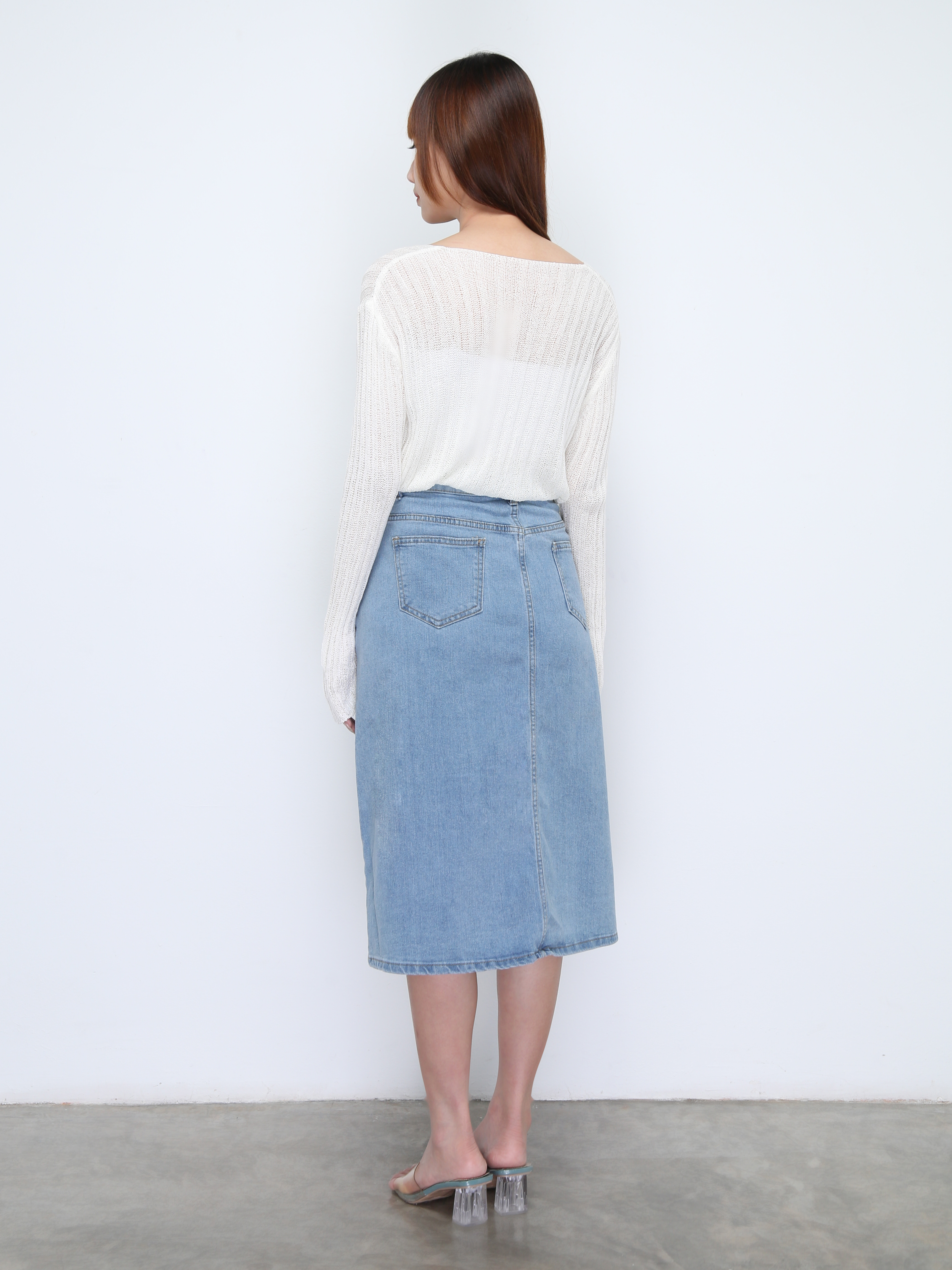 Denim Front Split Skirt 21998