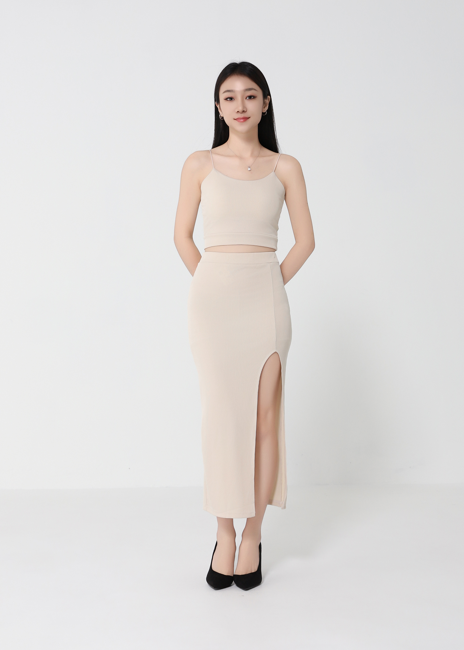 Elegant Bralette With Long Side Split Skirt Set 22075