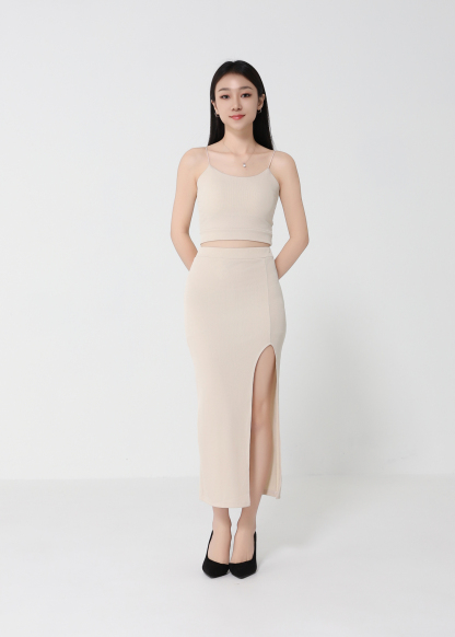Elegant Bralette With Long Side Split Skirt Set 22075