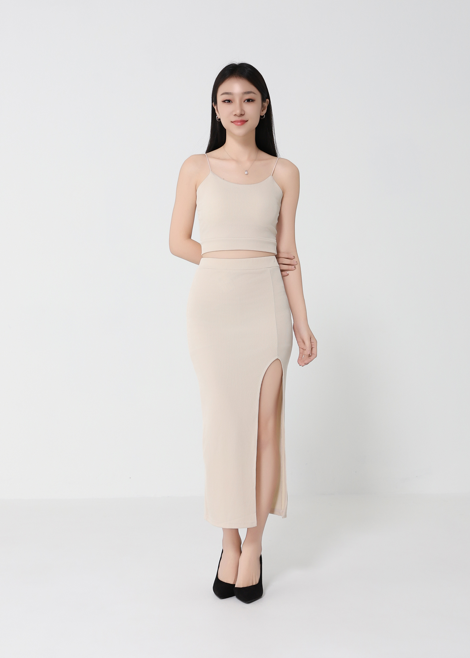 Elegant Bralette With Long Side Split Skirt Set 22075