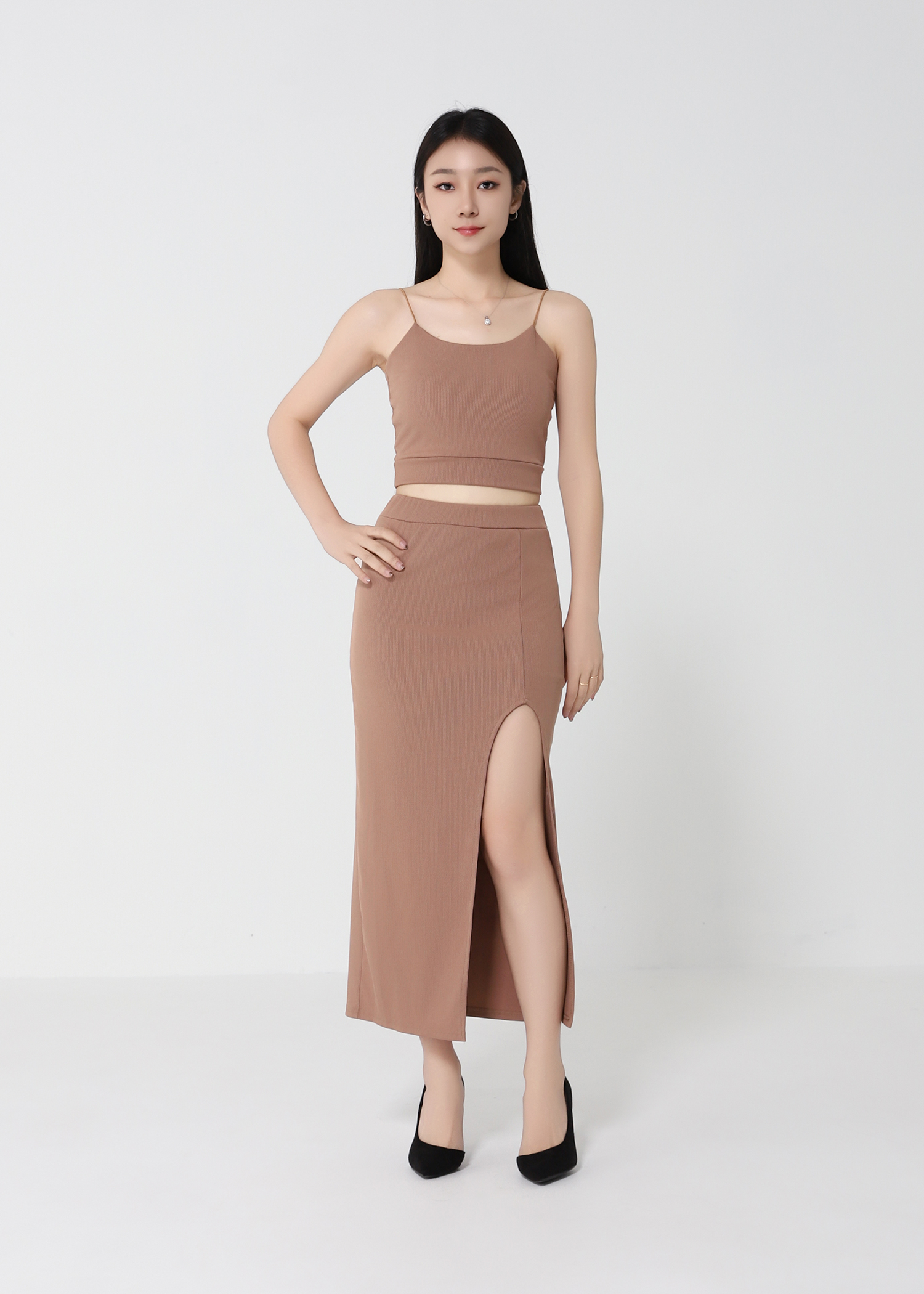 Elegant Bralette With Long Side Split Skirt Set 22075
