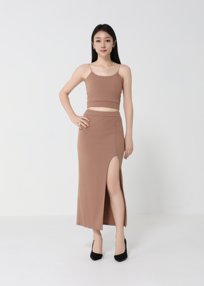 Elegant Bralette With Long Side Split Skirt Set 22075