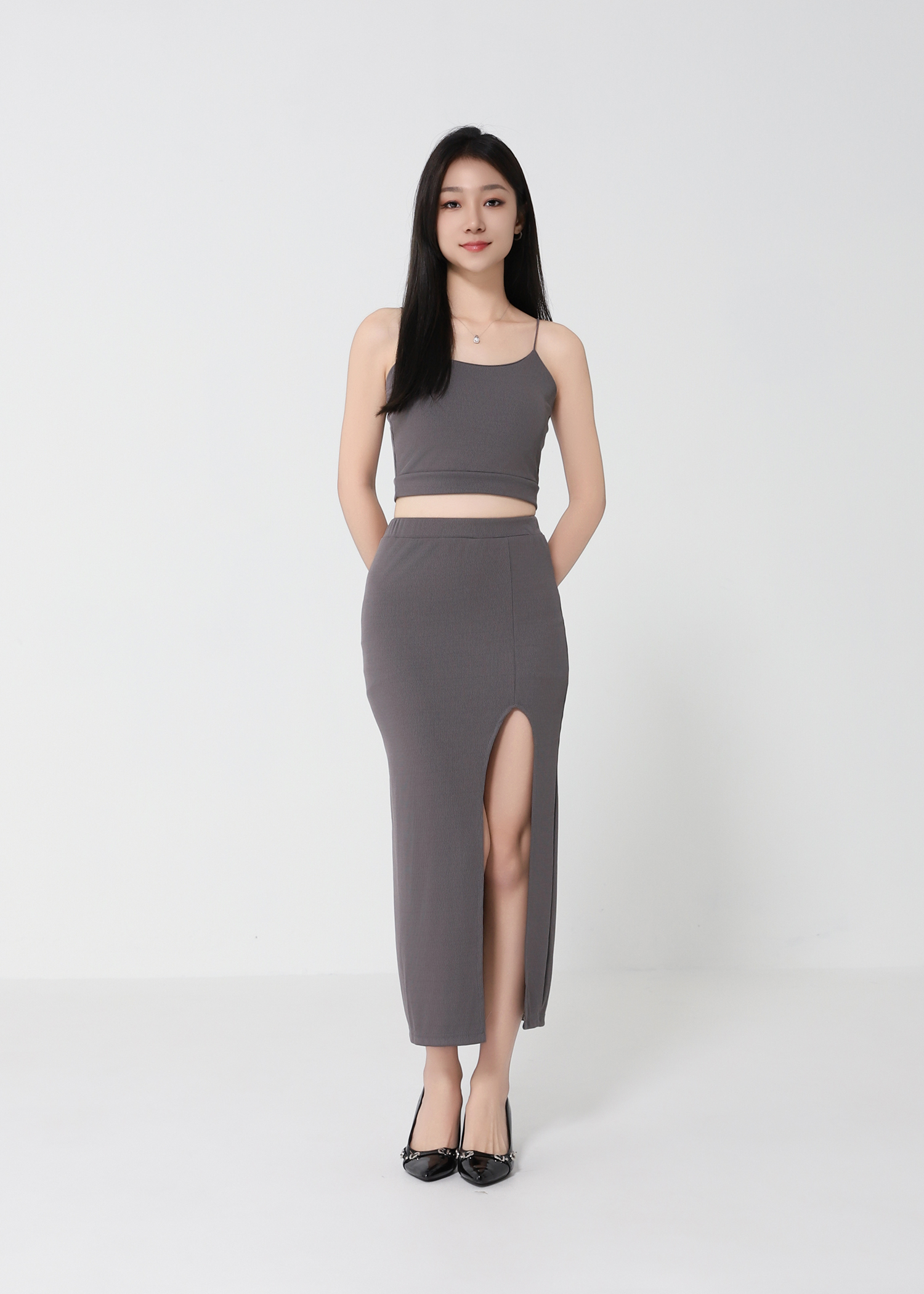 Elegant Bralette With Long Side Split Skirt Set 22075