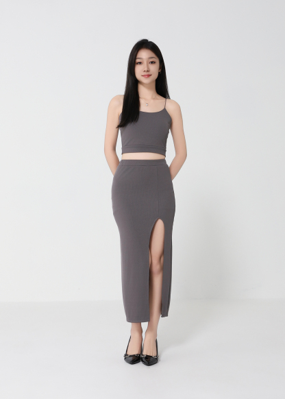 Elegant Bralette With Long Side Split Skirt Set 22075