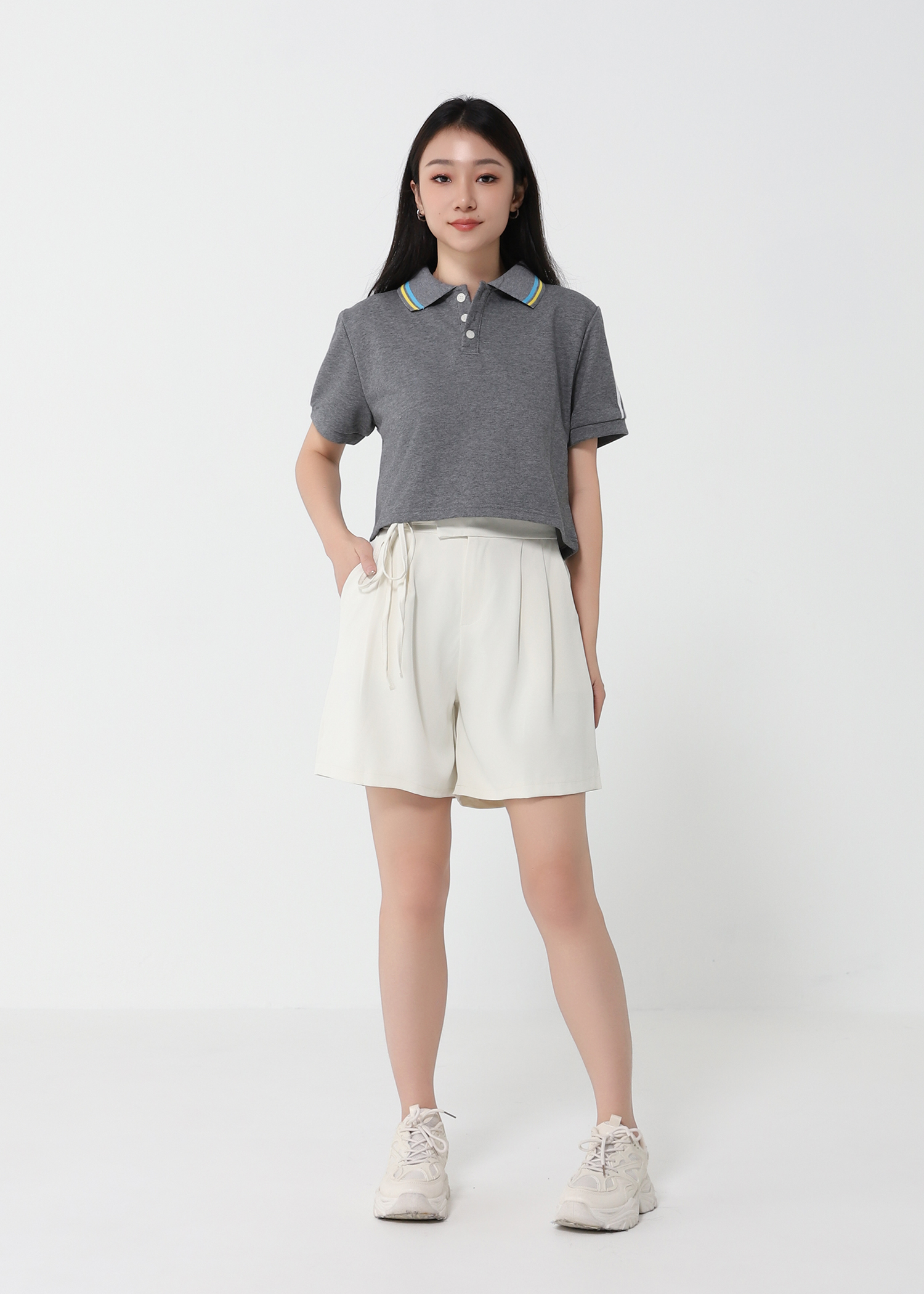High Waist Waist Tie Up Strap Short Pants 22085