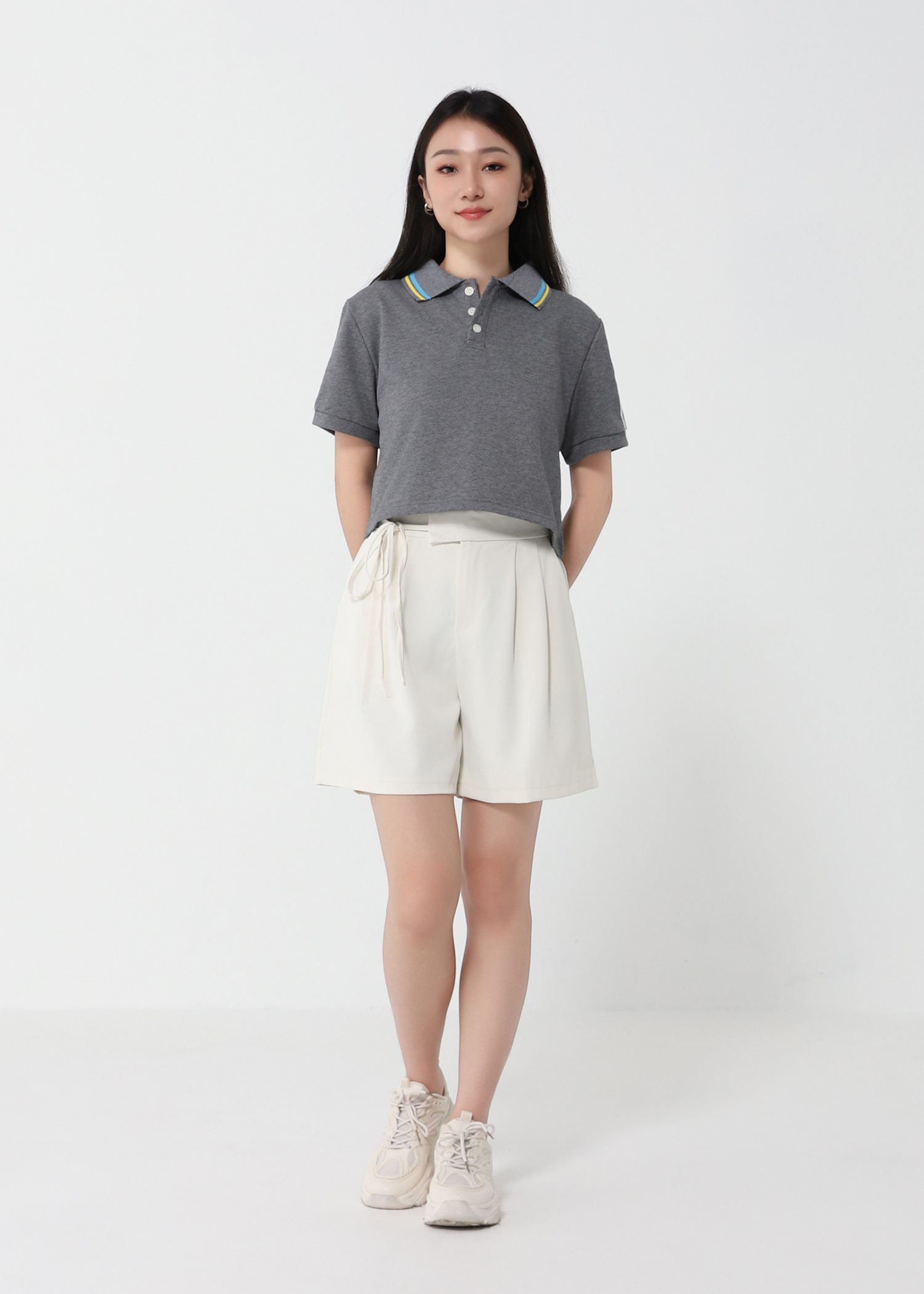 High Waist Waist Tie Up Strap Short Pants 22085