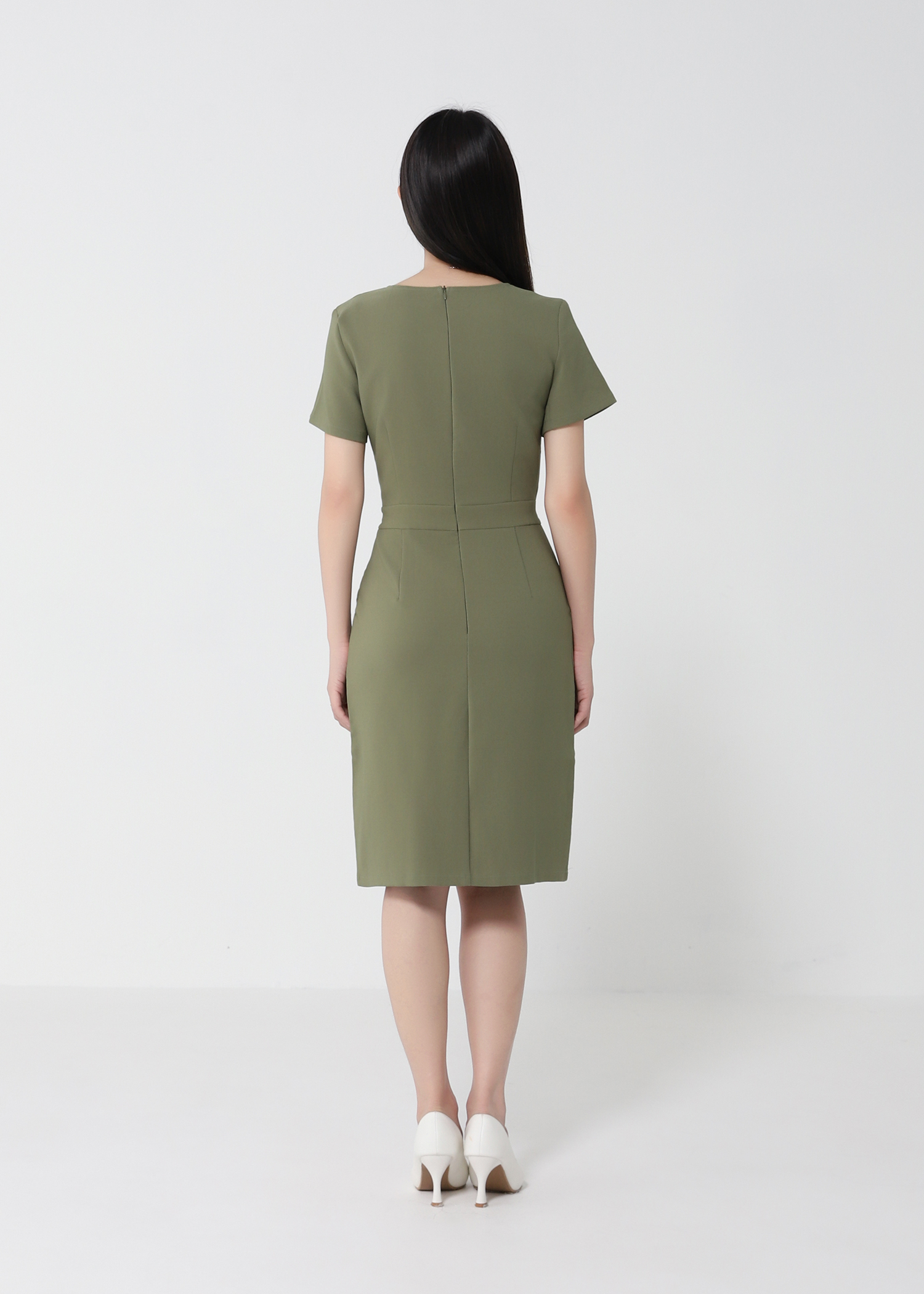 Formal Fake Button With Pocket Dress 22091