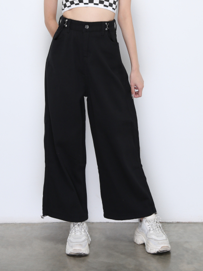 High Waist Waist Button Long Pants 22031
