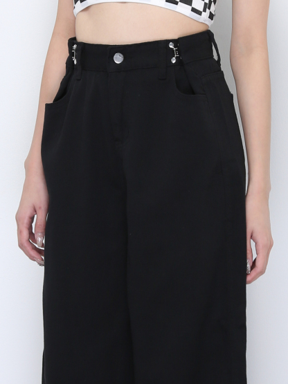 High Waist Waist Button Long Pants 22031