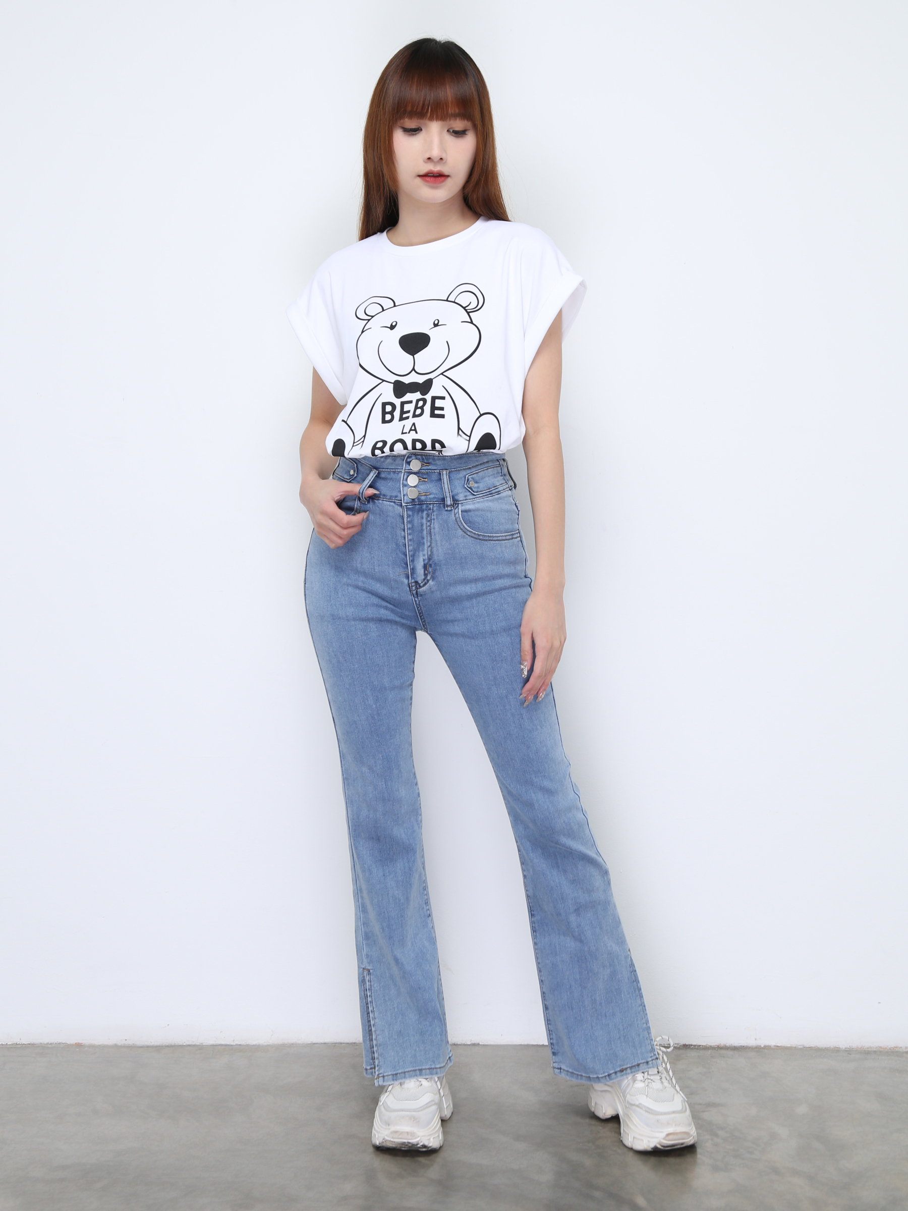 High Waist Denim Long Pants 22166