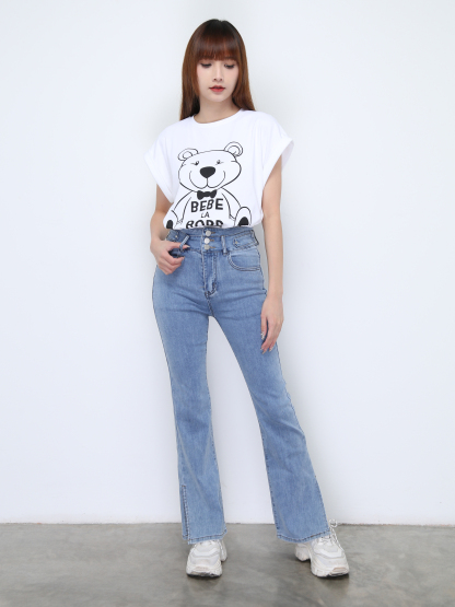 High Waist Denim Long Pants 22166