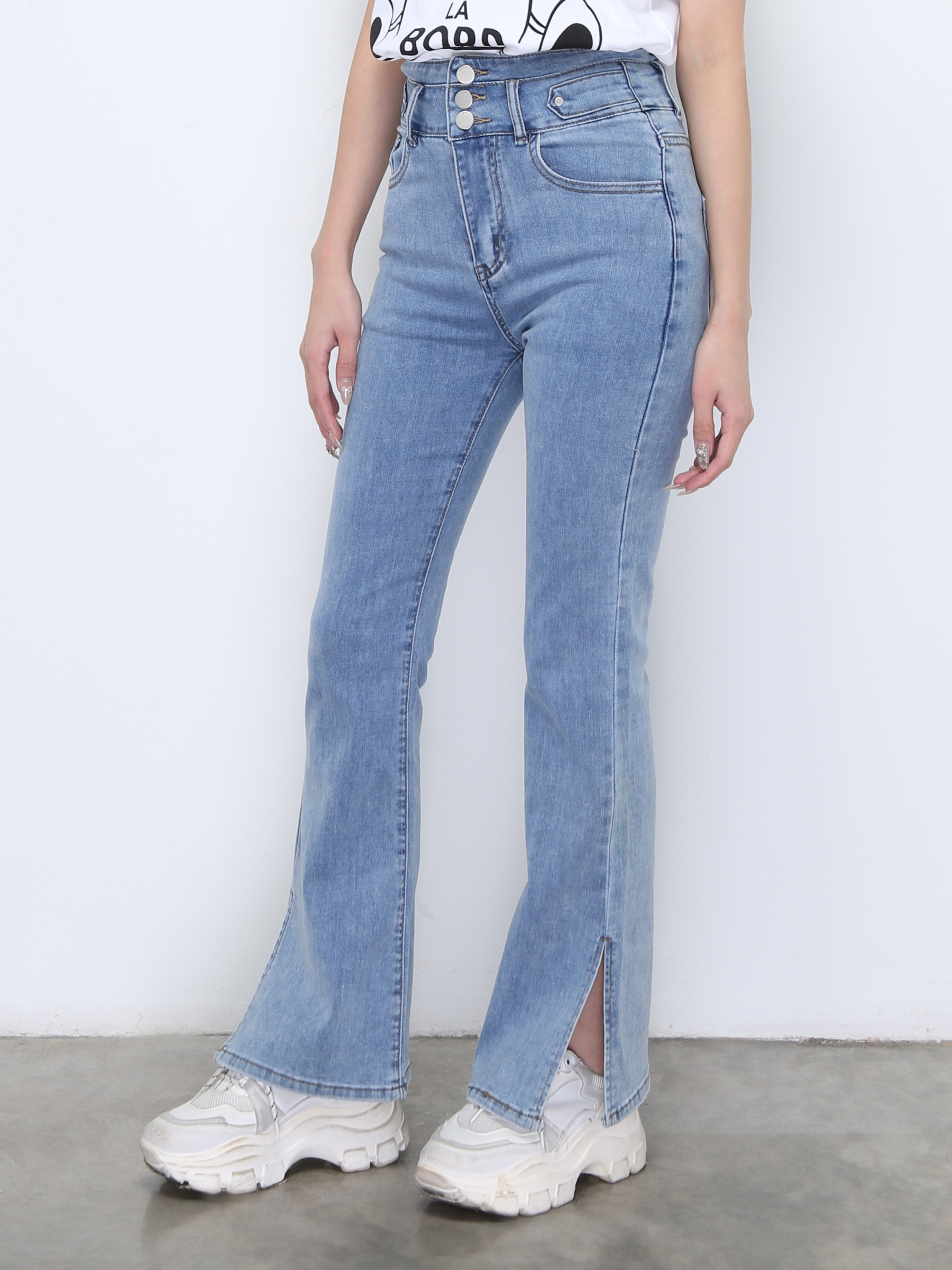 High Waist Denim Long Pants 22166