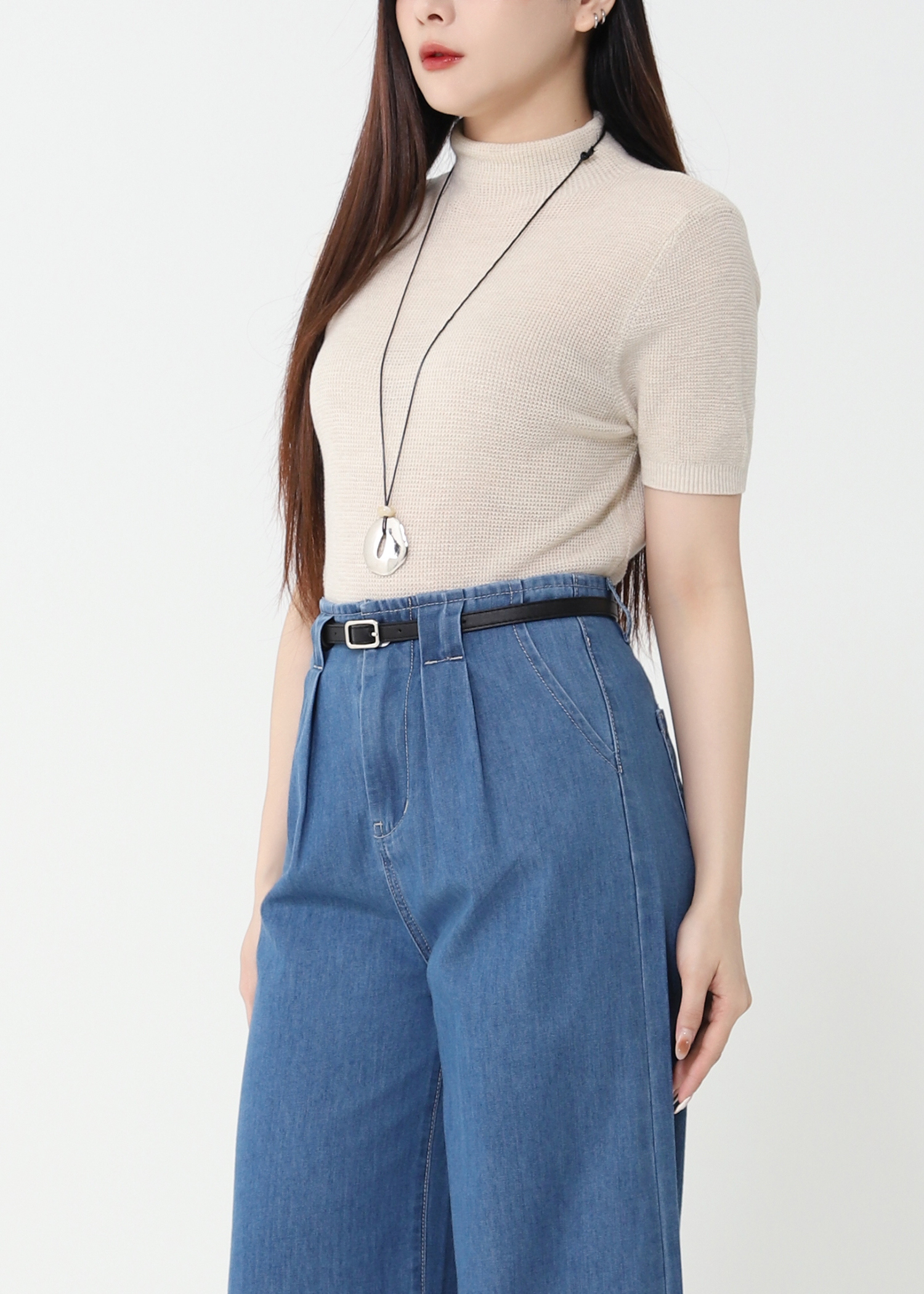 Denim High Waist Wide Leg Long Pants DJ112