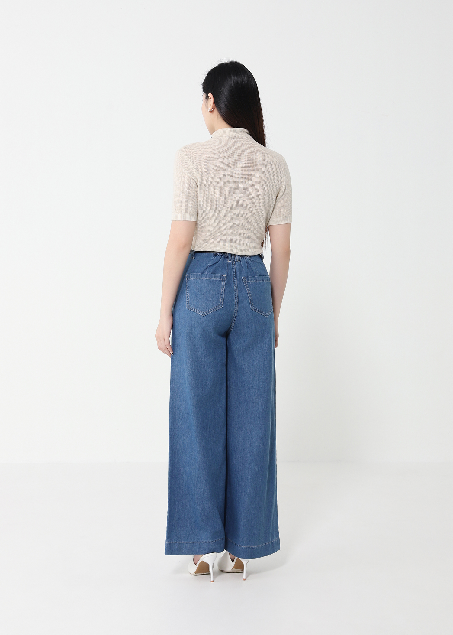 Denim High Waist Wide Leg Long Pants DJ112