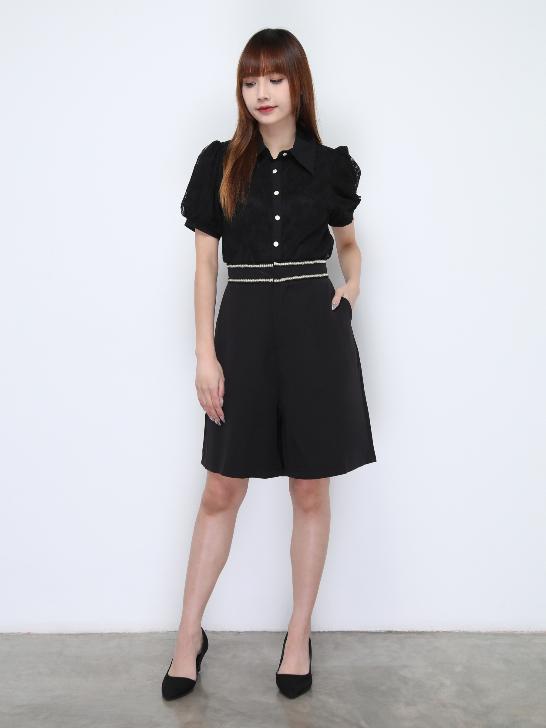 High Waist Side Pocket Midi Pants 22060