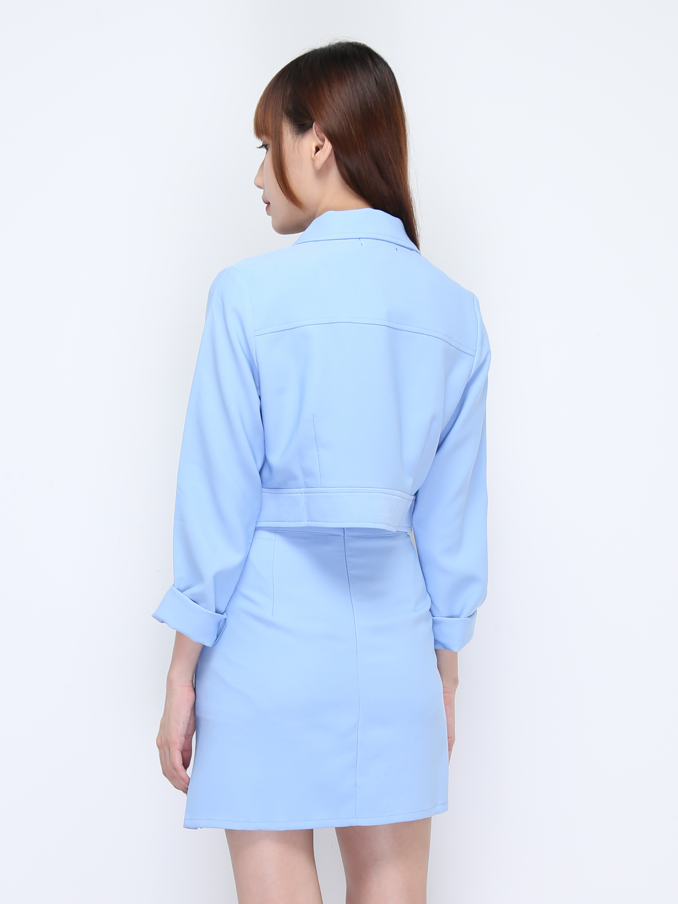 Formal Collar Front Button Long Sleeve Set 22134