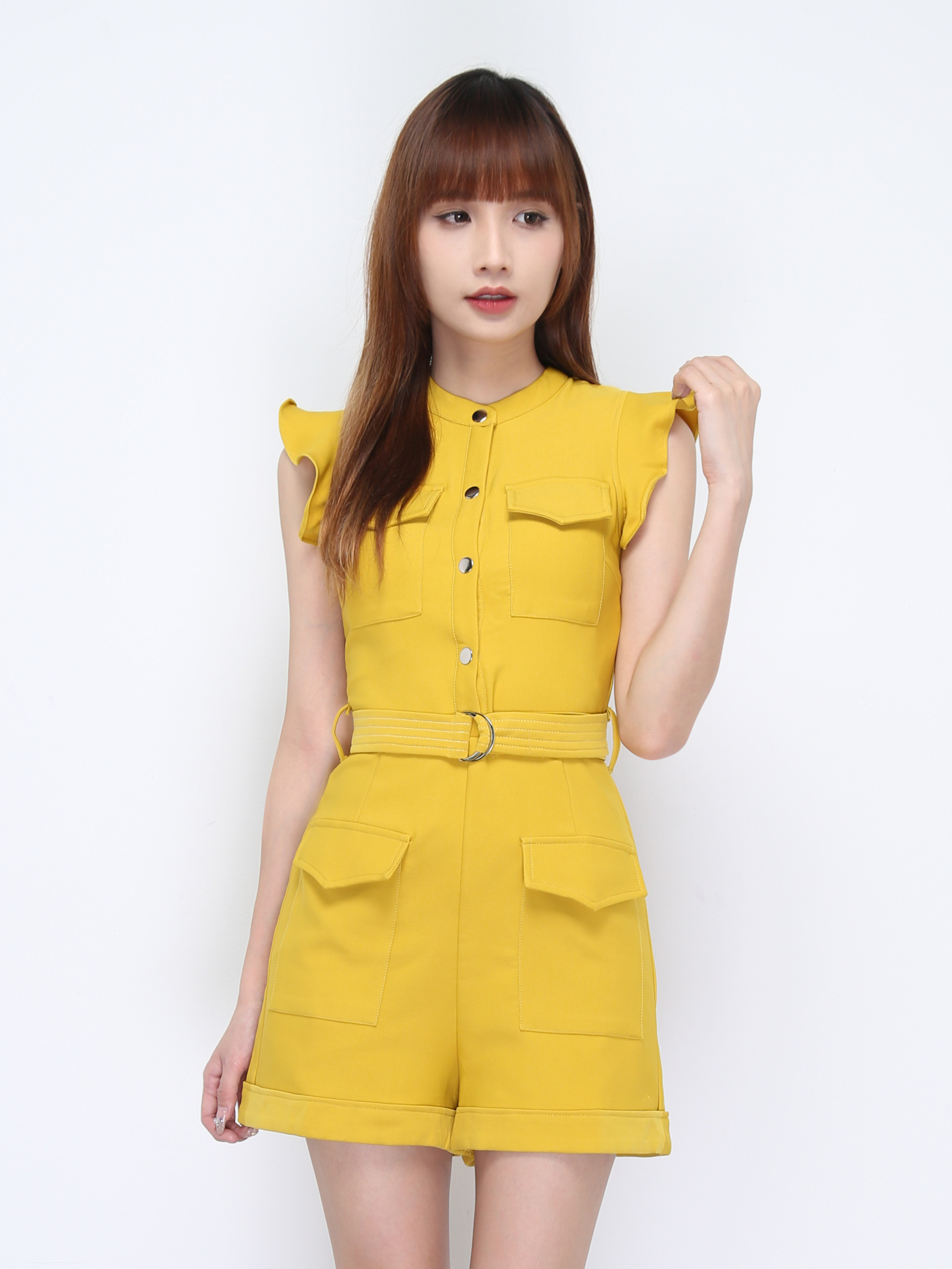 Sleeveless Ruffles With Belt Jumpsuit 22138