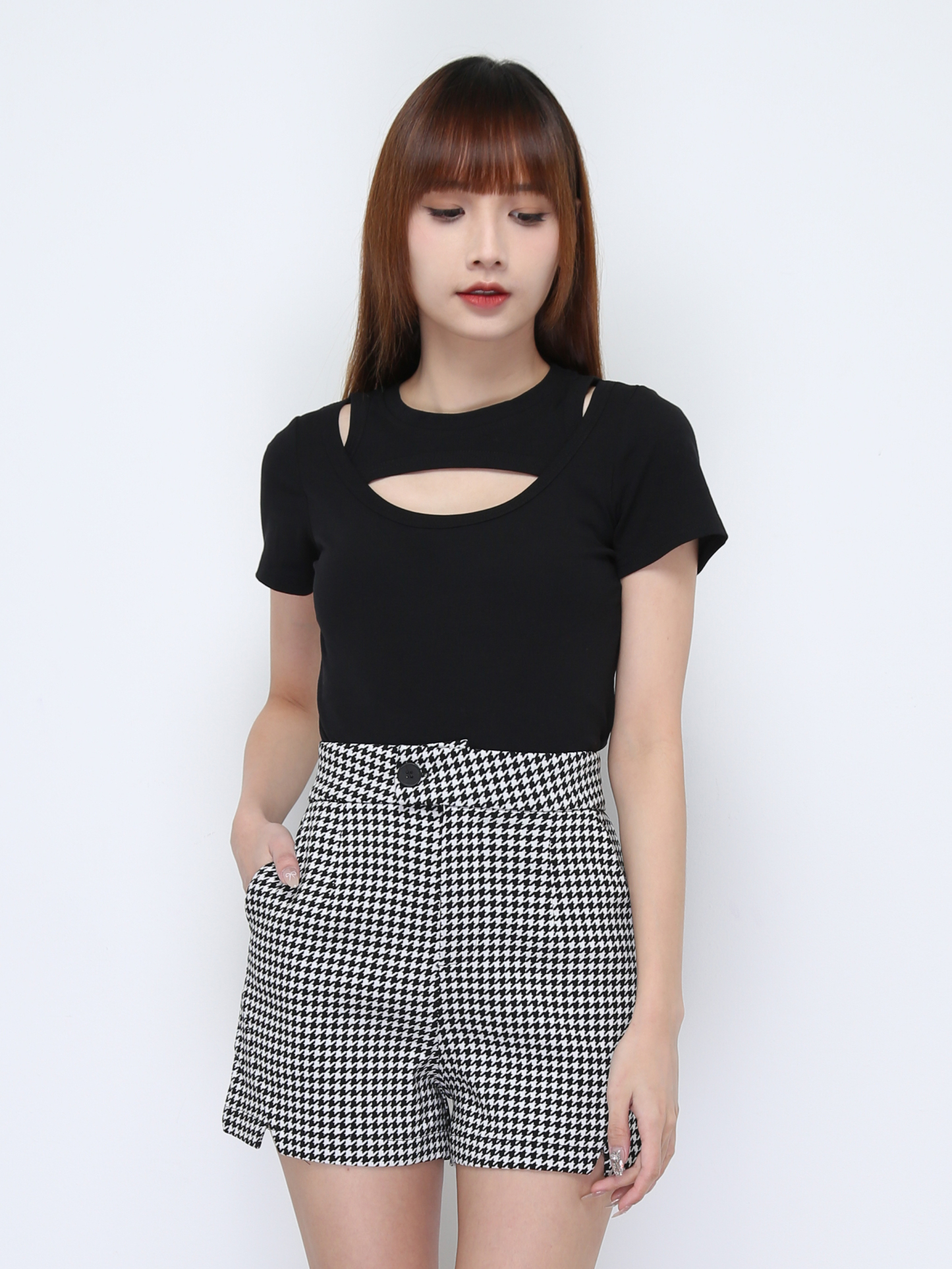 High Waist Split Short Pants 22142