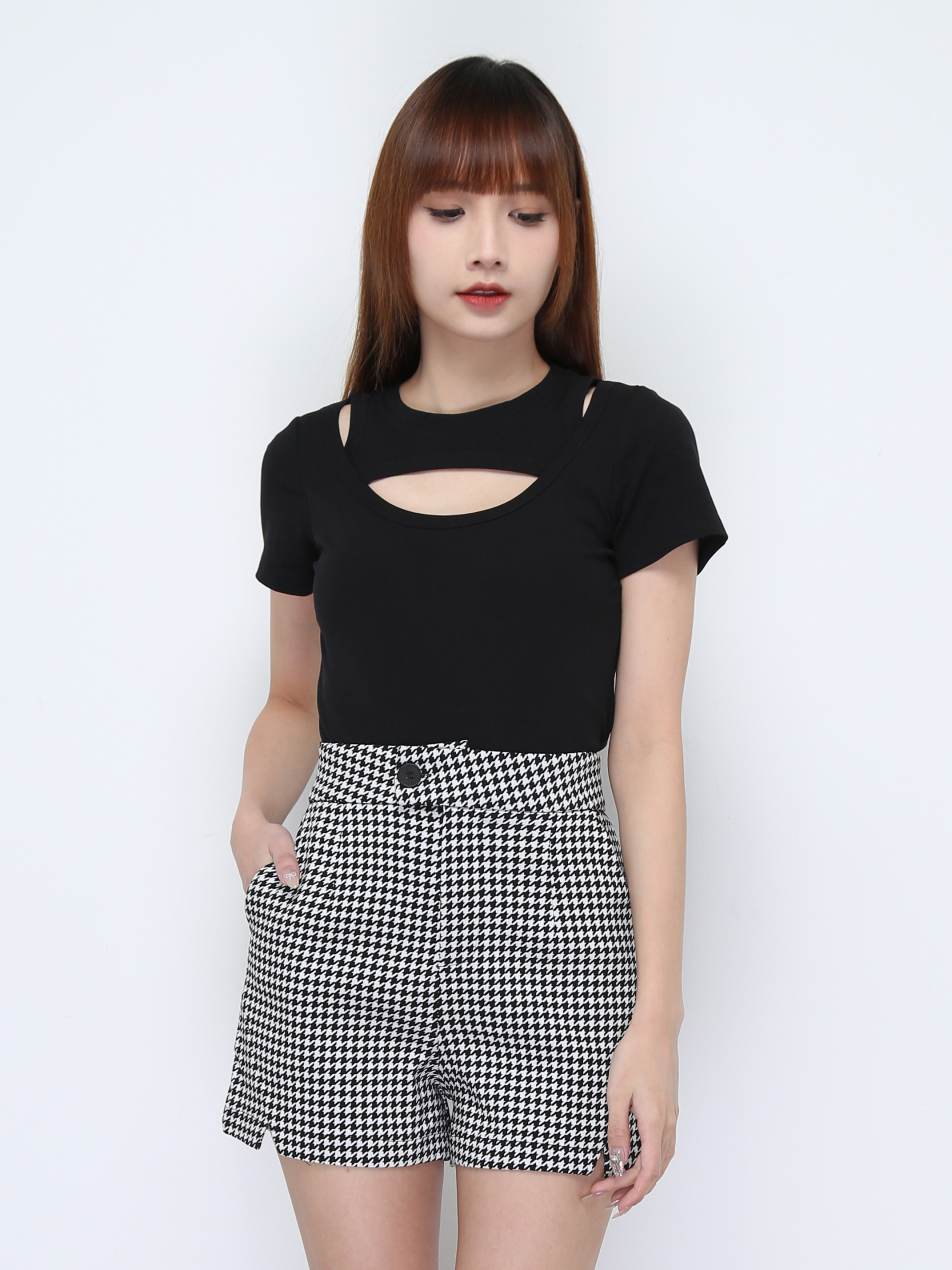 High Waist Split Short Pants 22142