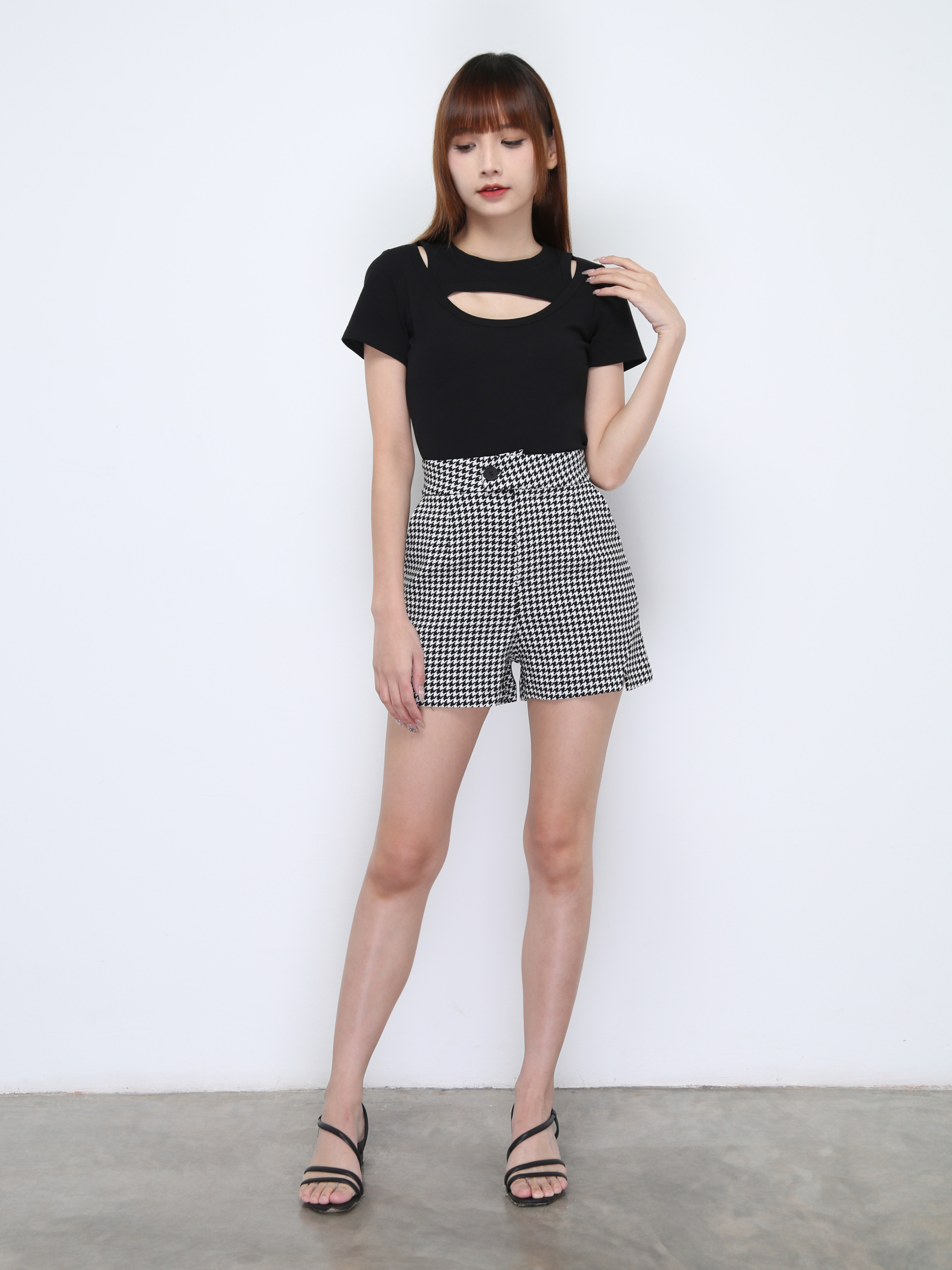 High Waist Split Short Pants 22142