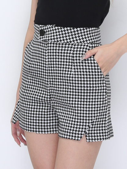 High Waist Split Short Pants 22142