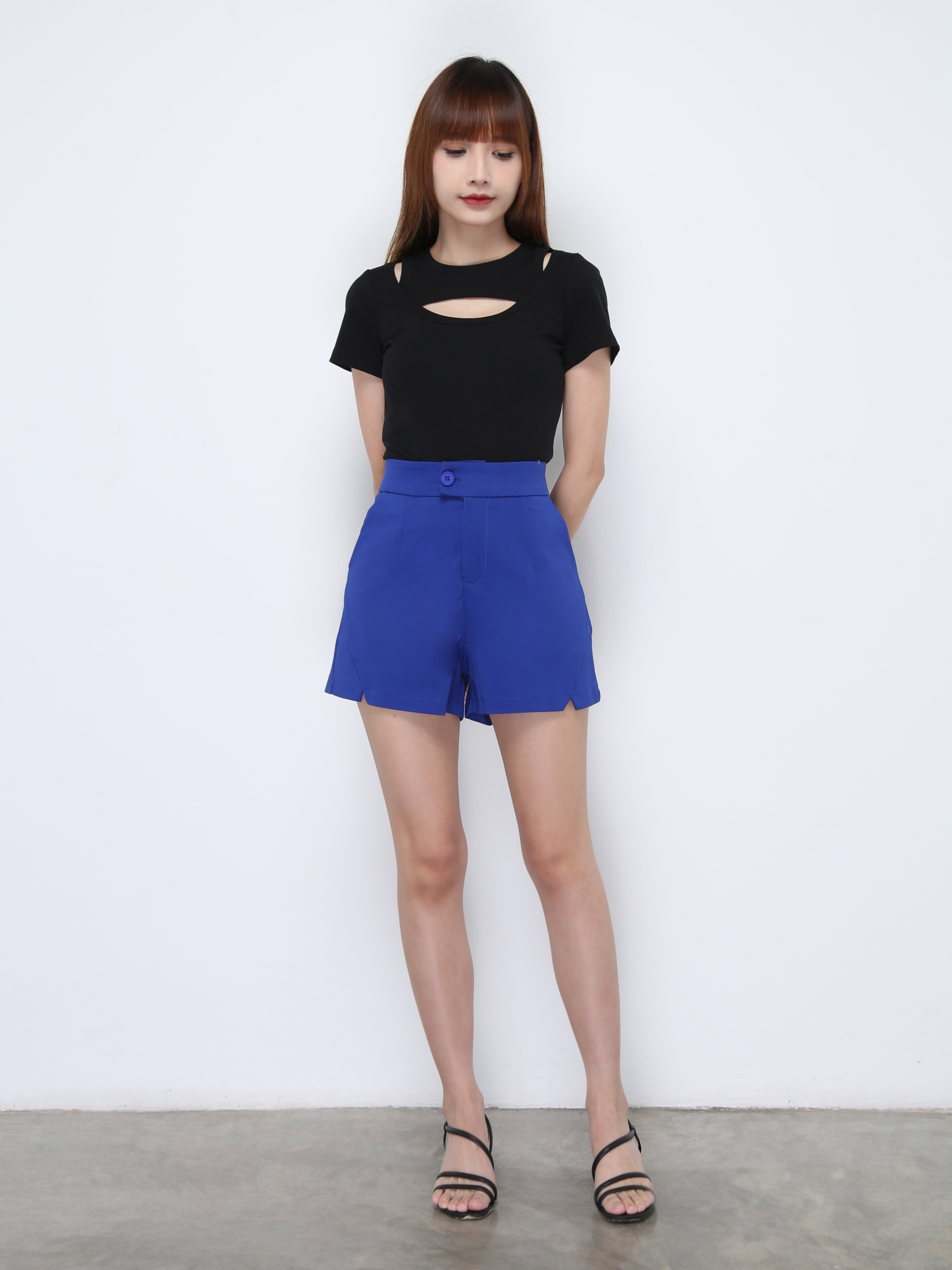 High Waist Split Short Pants 22142
