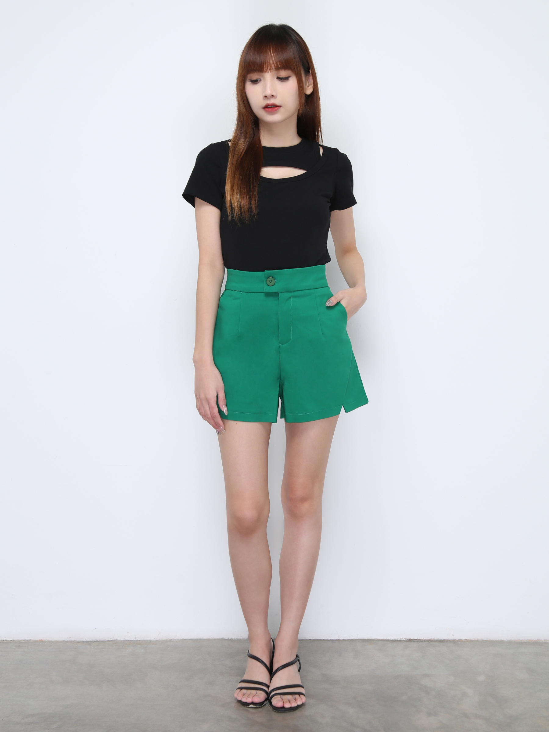 High Waist Split Short Pants 22142
