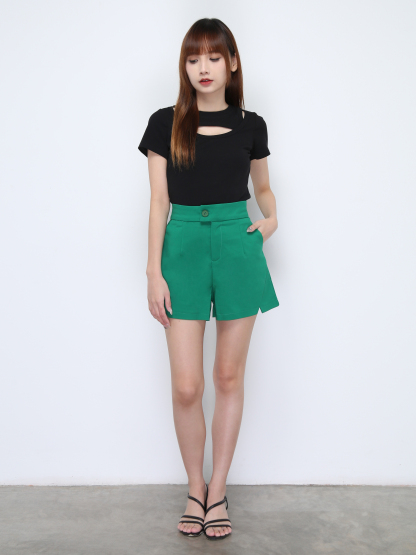 High Waist Split Short Pants 22142