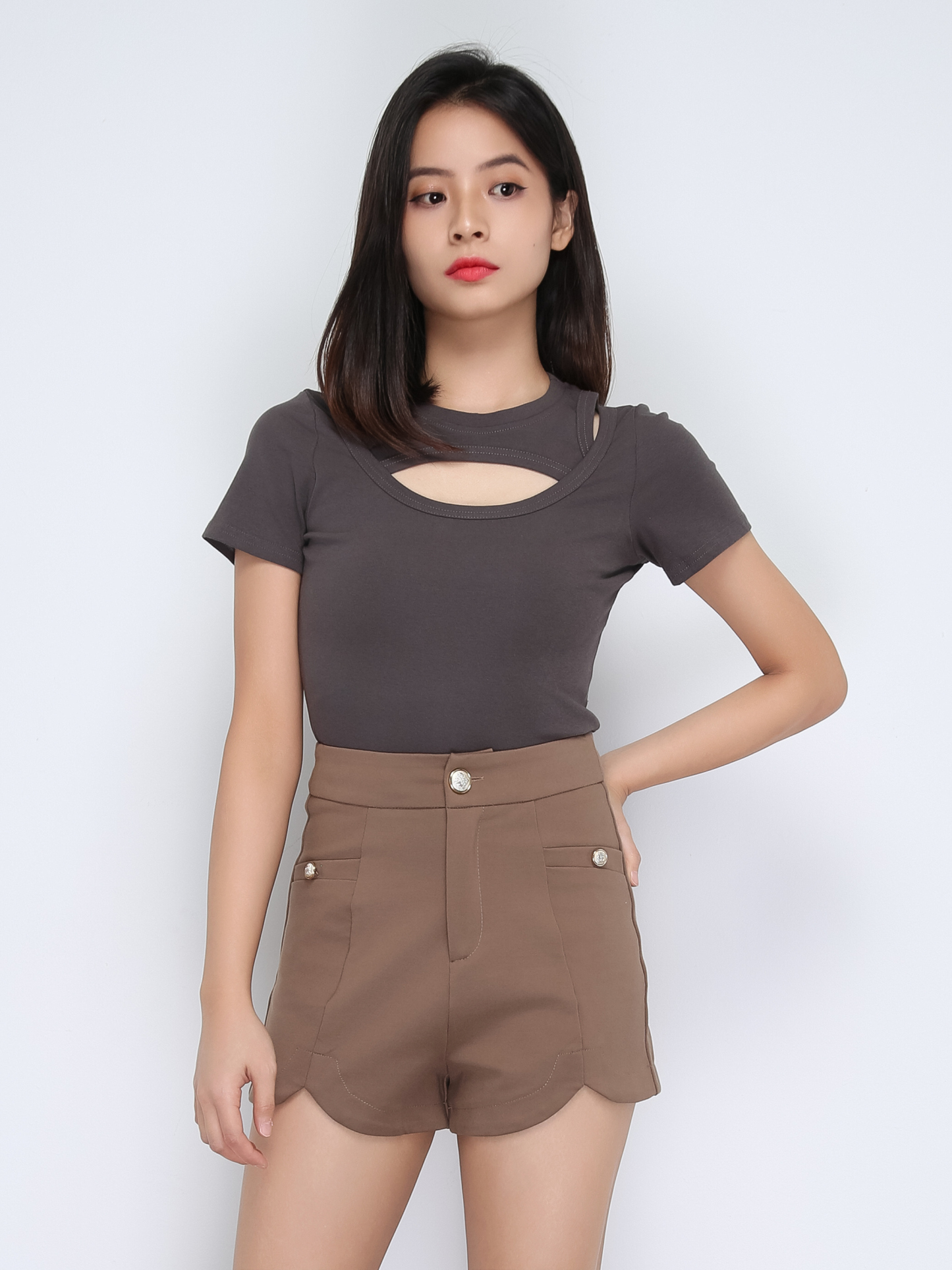 High Waist Side Split Short Pants 22224