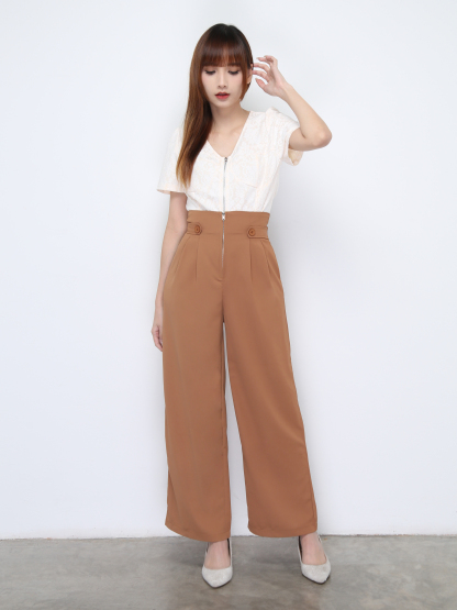 V Neck Lace With Front Zip Top 22157