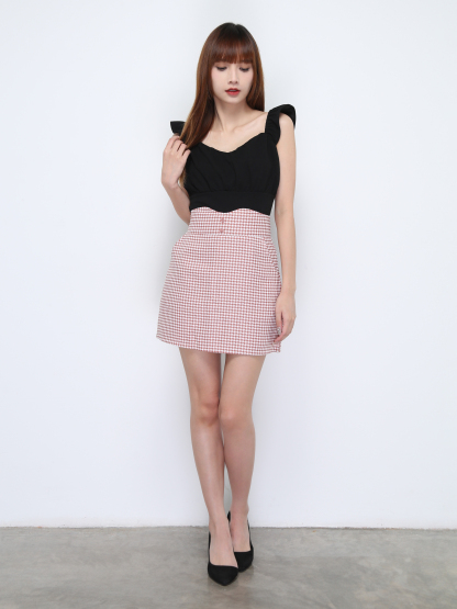 High Waist Checker Skirt Pants 22141
